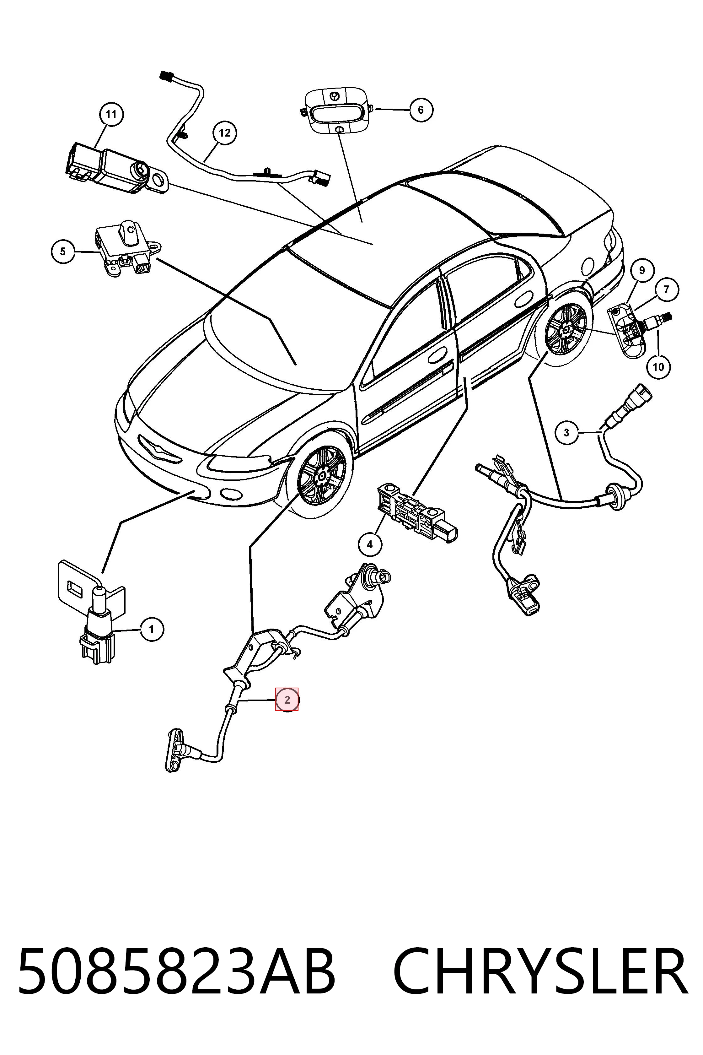 5085823AB Chrysler Sensor ABS dianteiro esquerdo