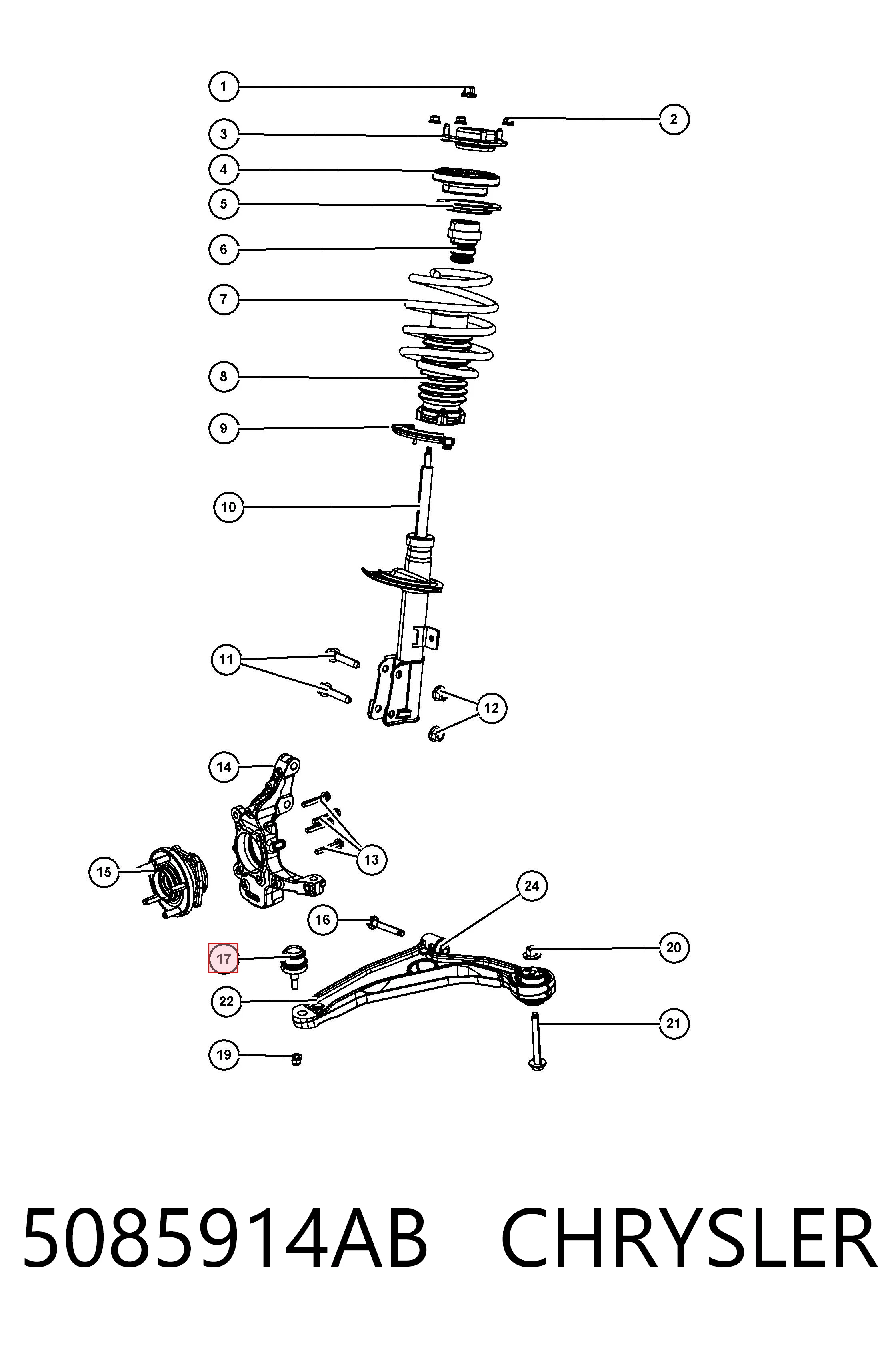 5085914AB Chrysler Suporte de esfera inferior