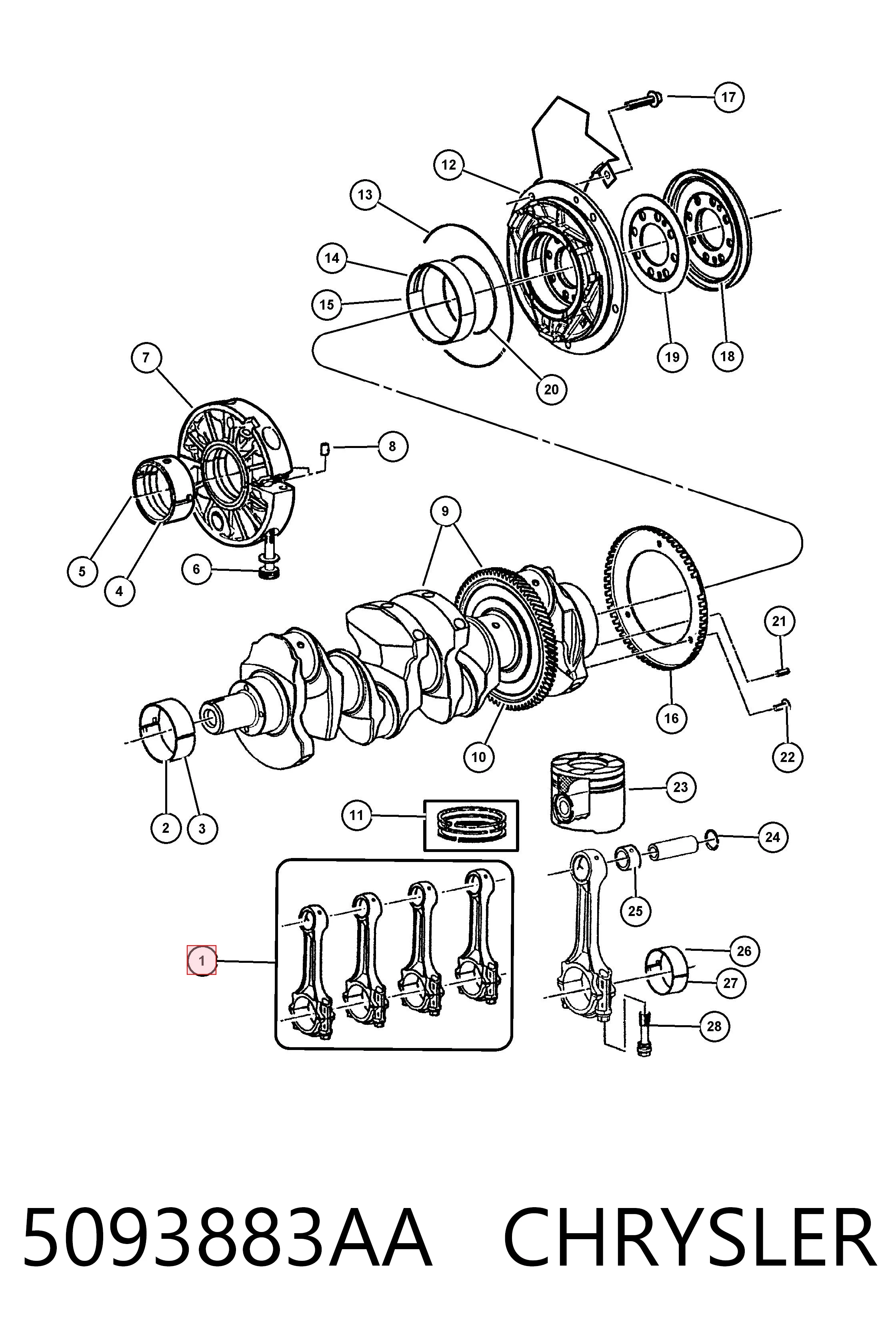 5093883AA Chrysler Biela de pistão de motor