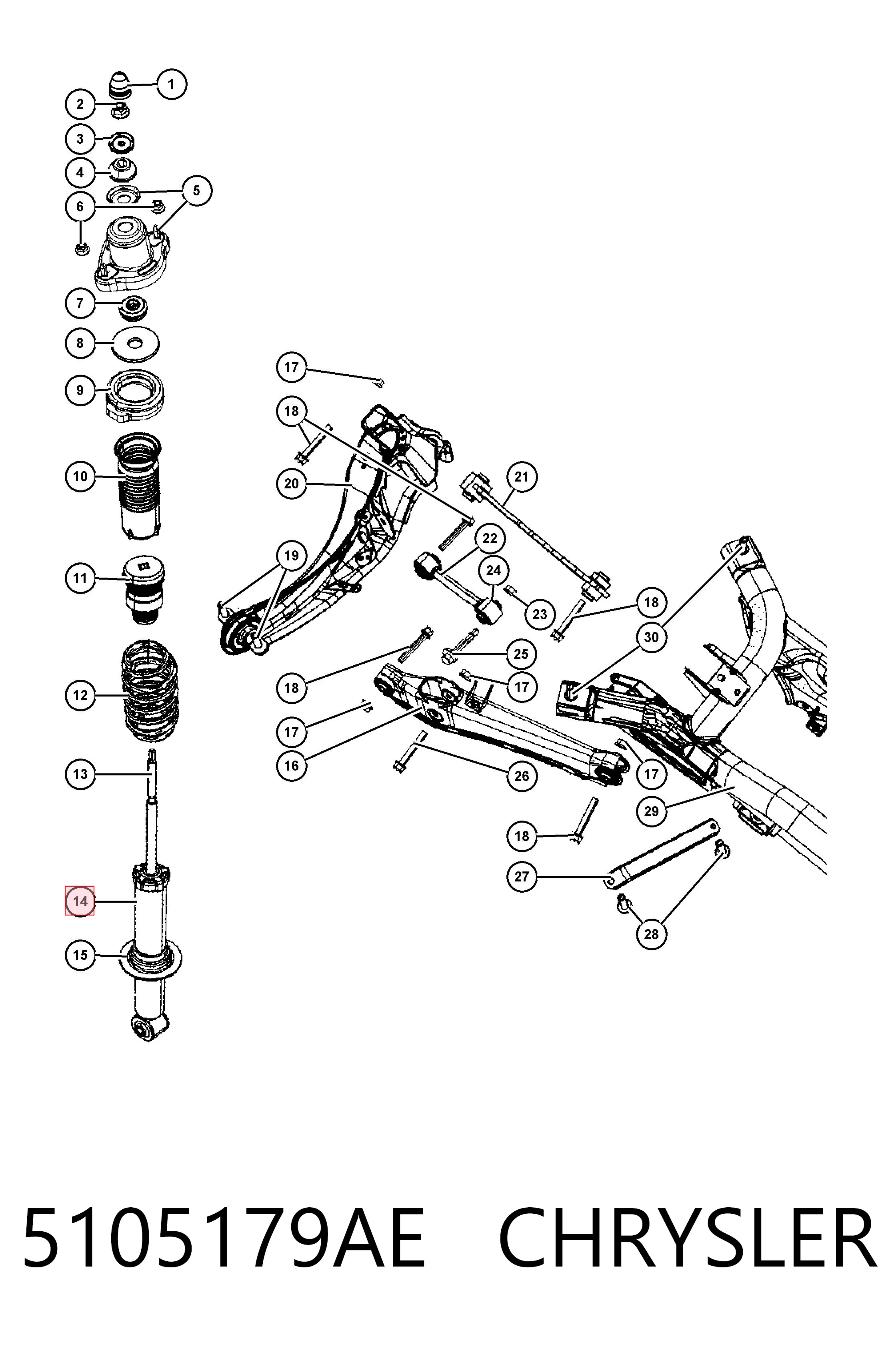 5105179AE Chrysler Amortecedor traseiro