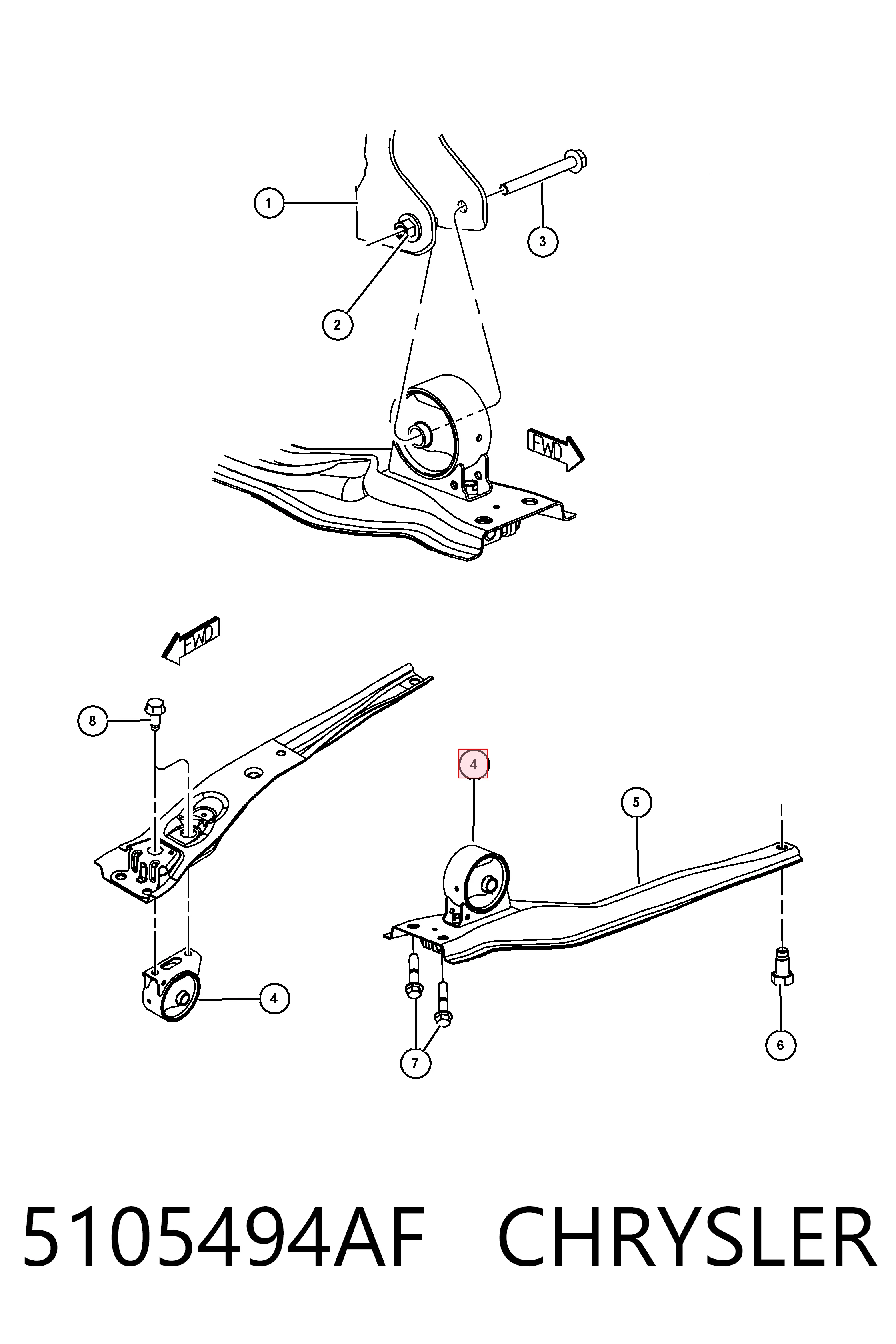  Coxim (suporte) dianteiro de motor Jeep Patriot SUV (2007 - 2017) 