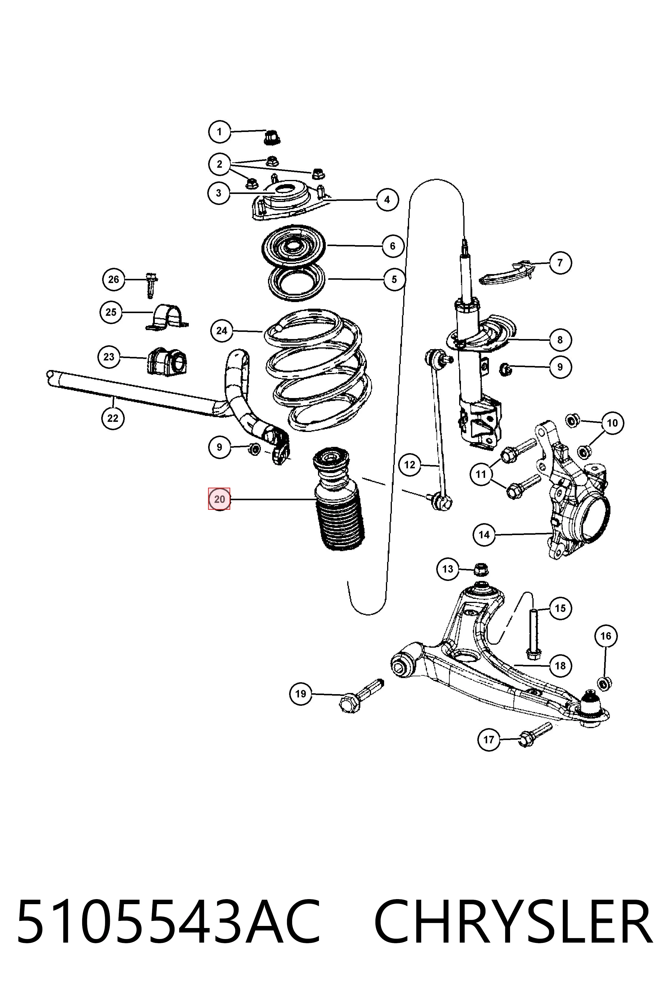Bota de proteção de amortecedor dianteiro Fiat/Alfa/Lancia K05105543AC