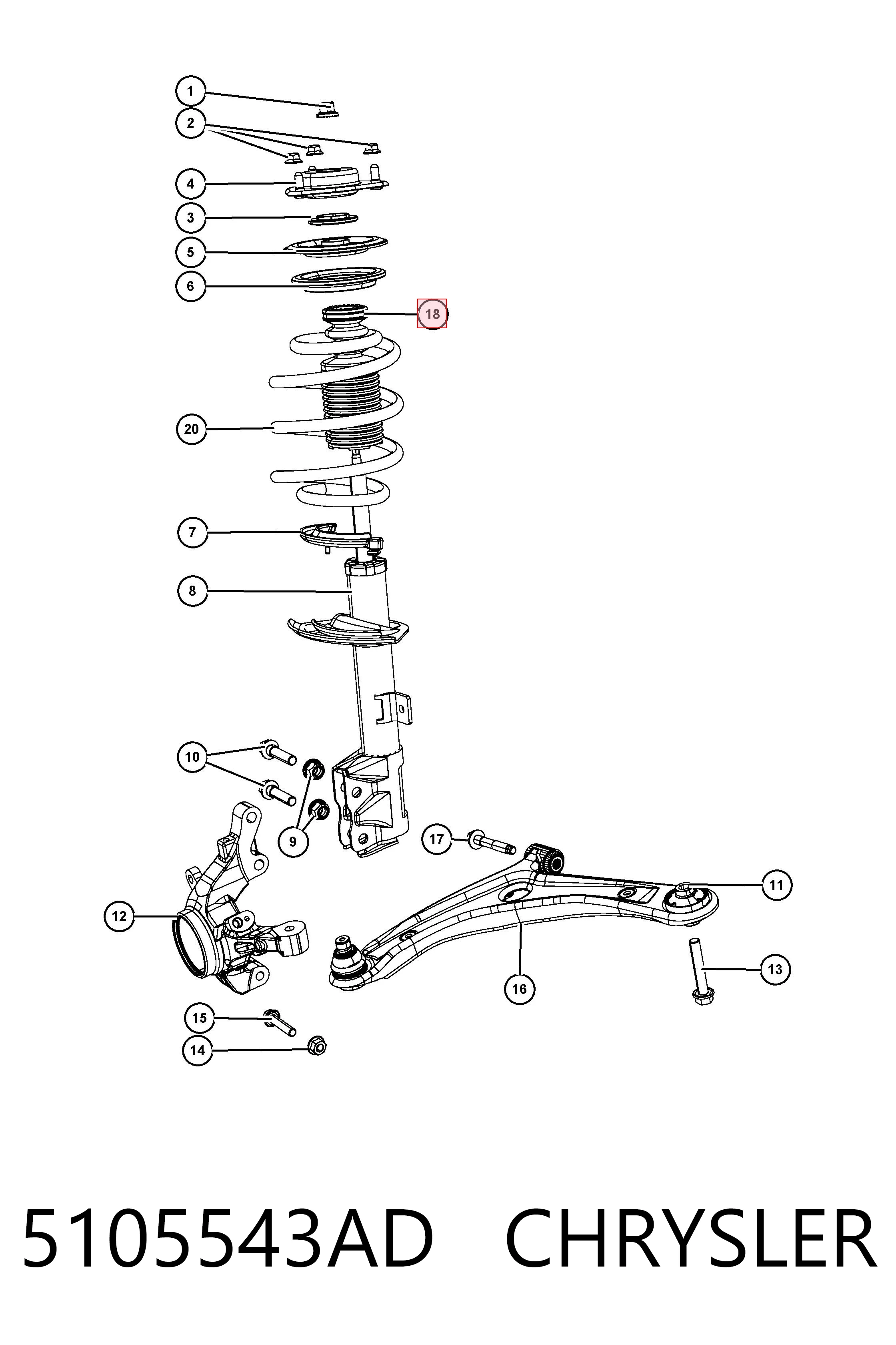 K05105543AC Fiat/Alfa/Lancia Bota de proteção de amortecedor dianteiro
