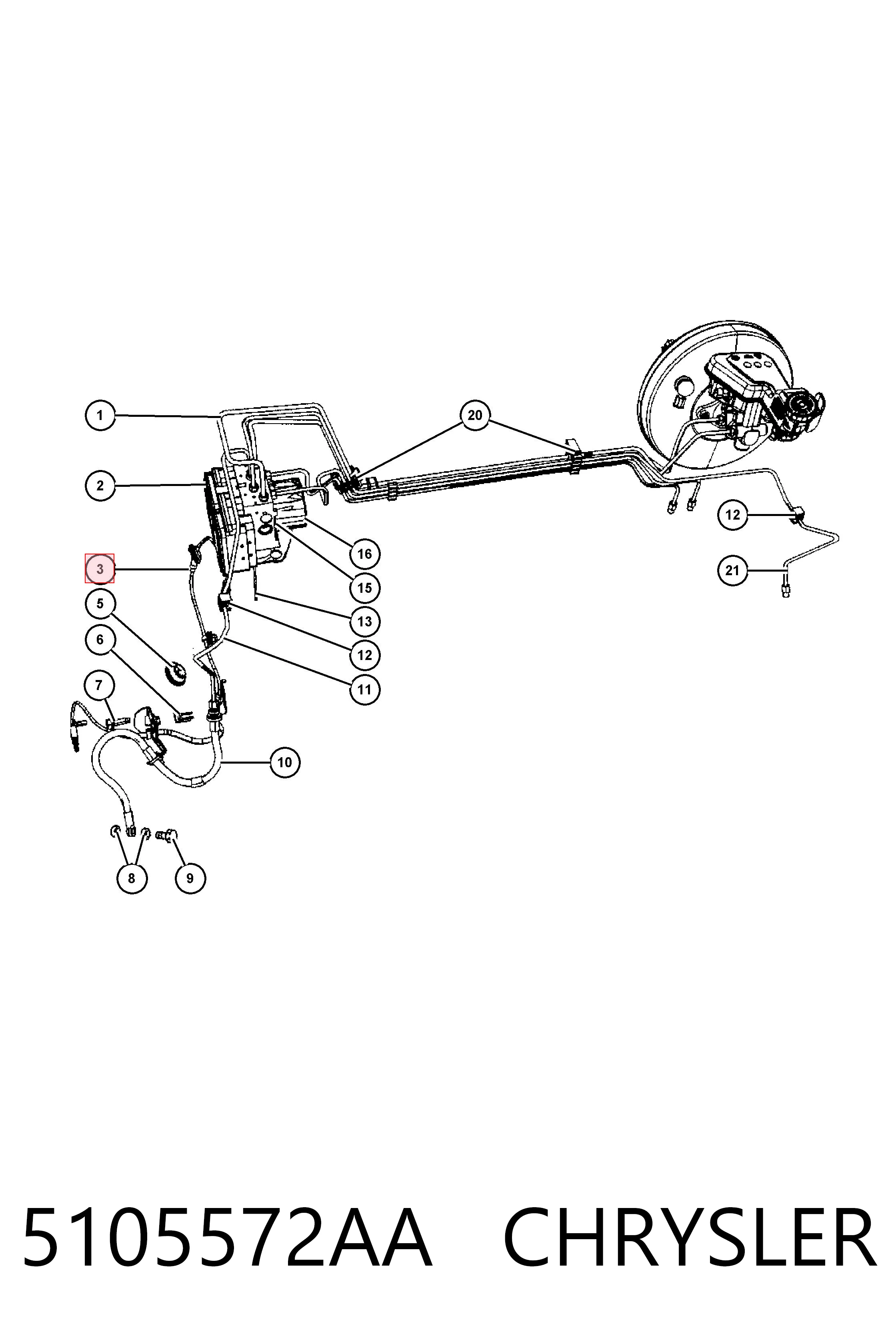 5105572AA Chrysler Sensor ABS dianteiro direito