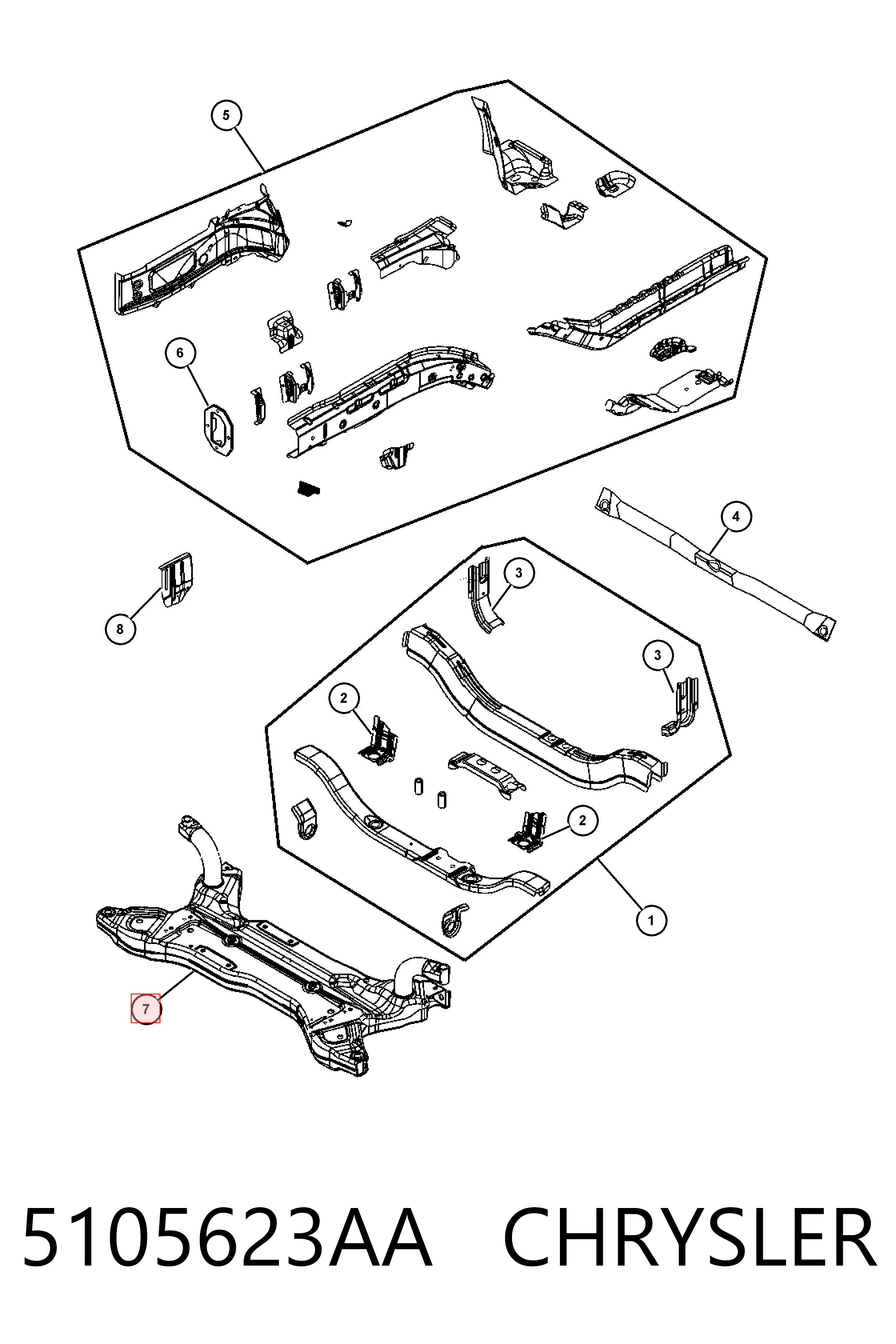 5105623AA Chrysler Viga de suspensão dianteira (plataforma veicular)