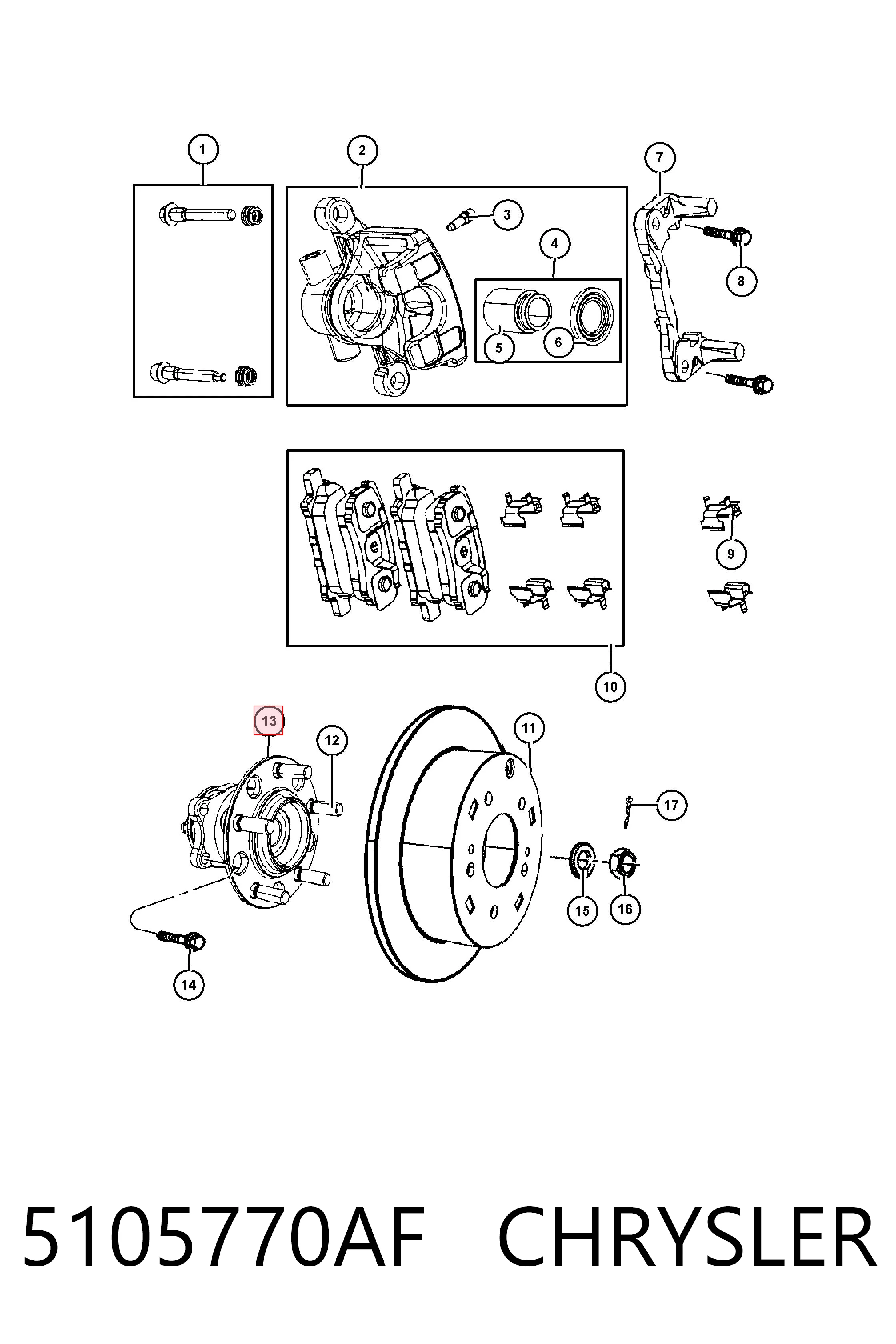 5105770AF Chrysler Cubo traseiro
