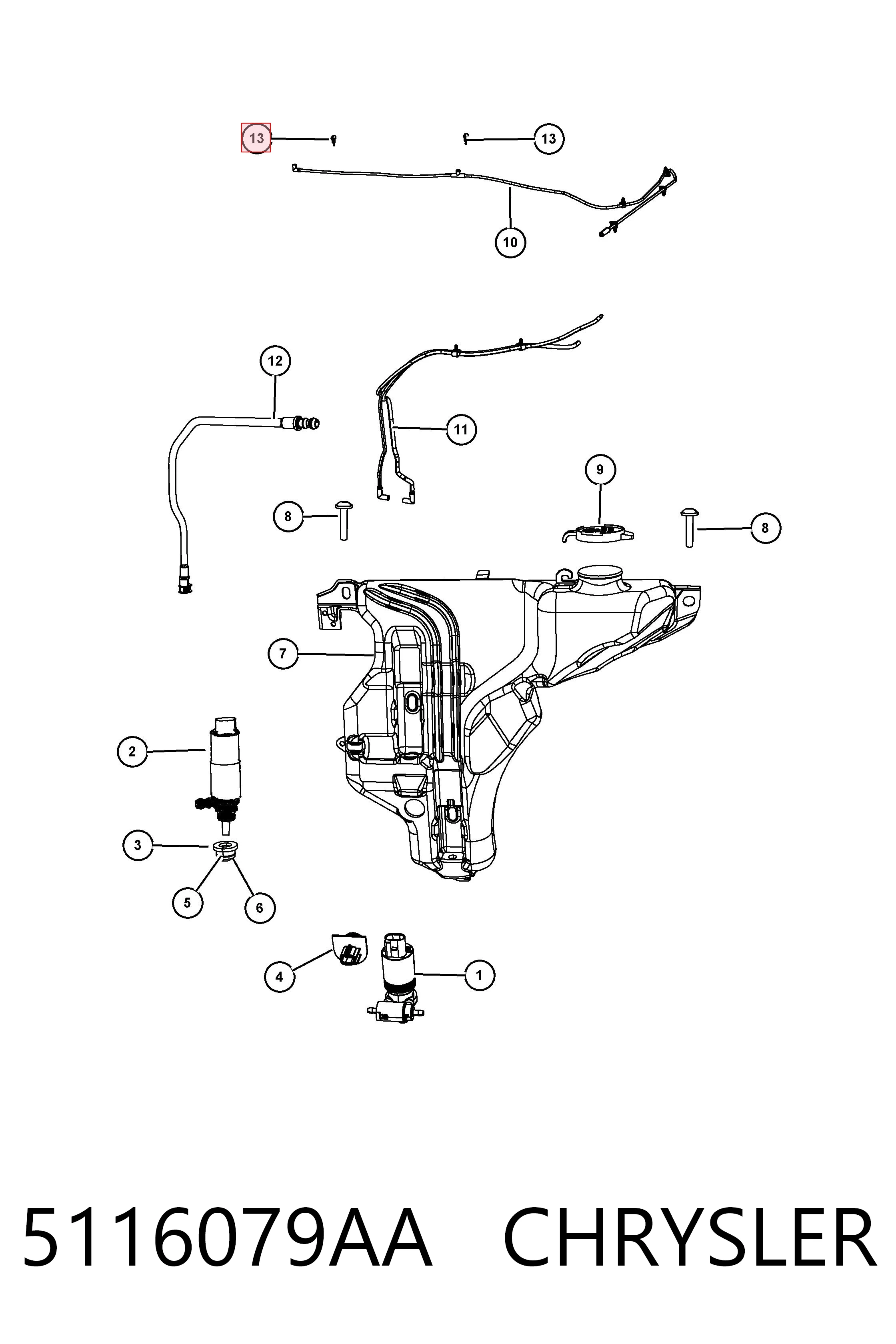 5116079AA Chrysler Injetor de fluido para lavador de pára-brisas