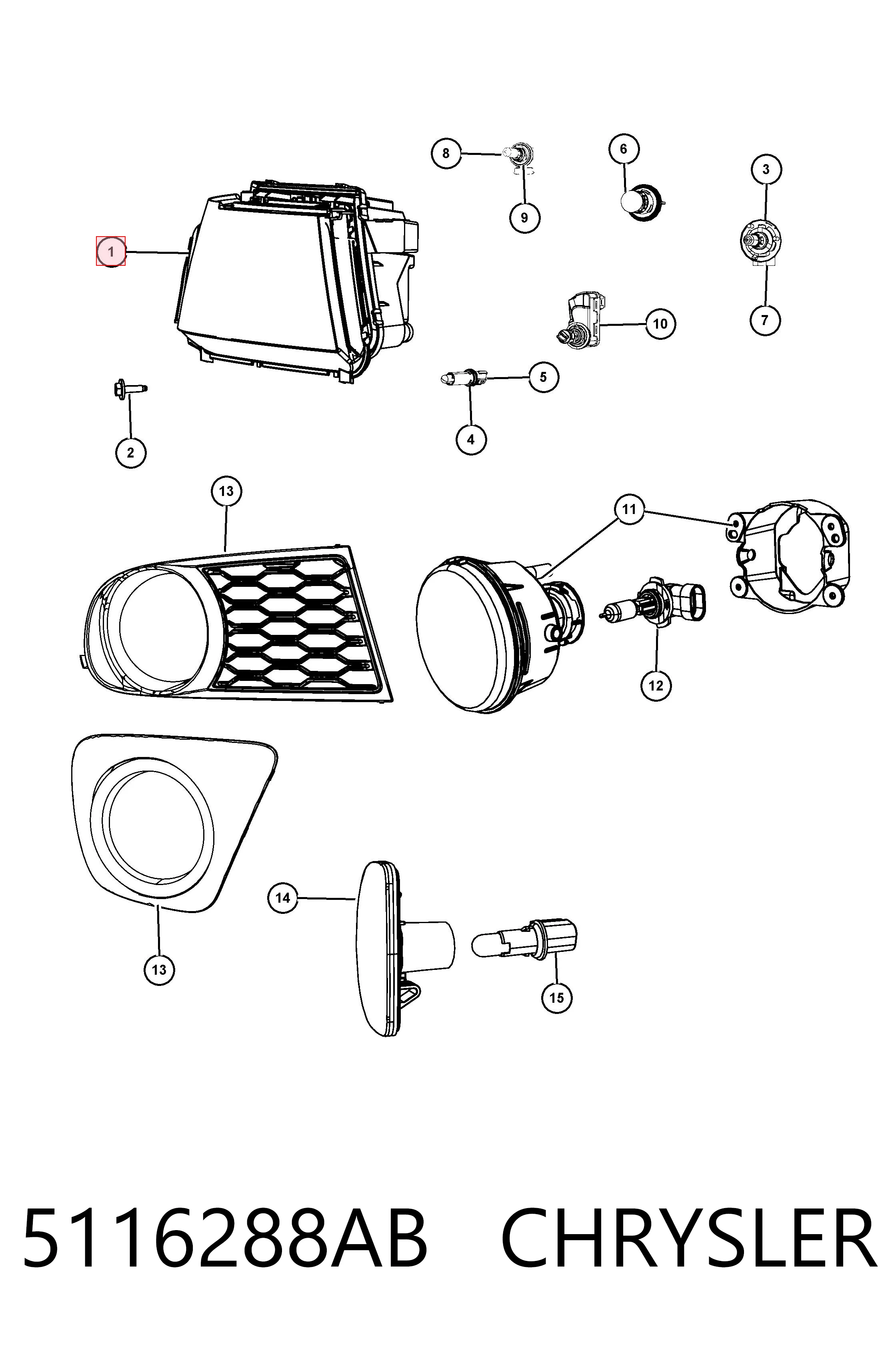 5116288AB Chrysler Luz direita