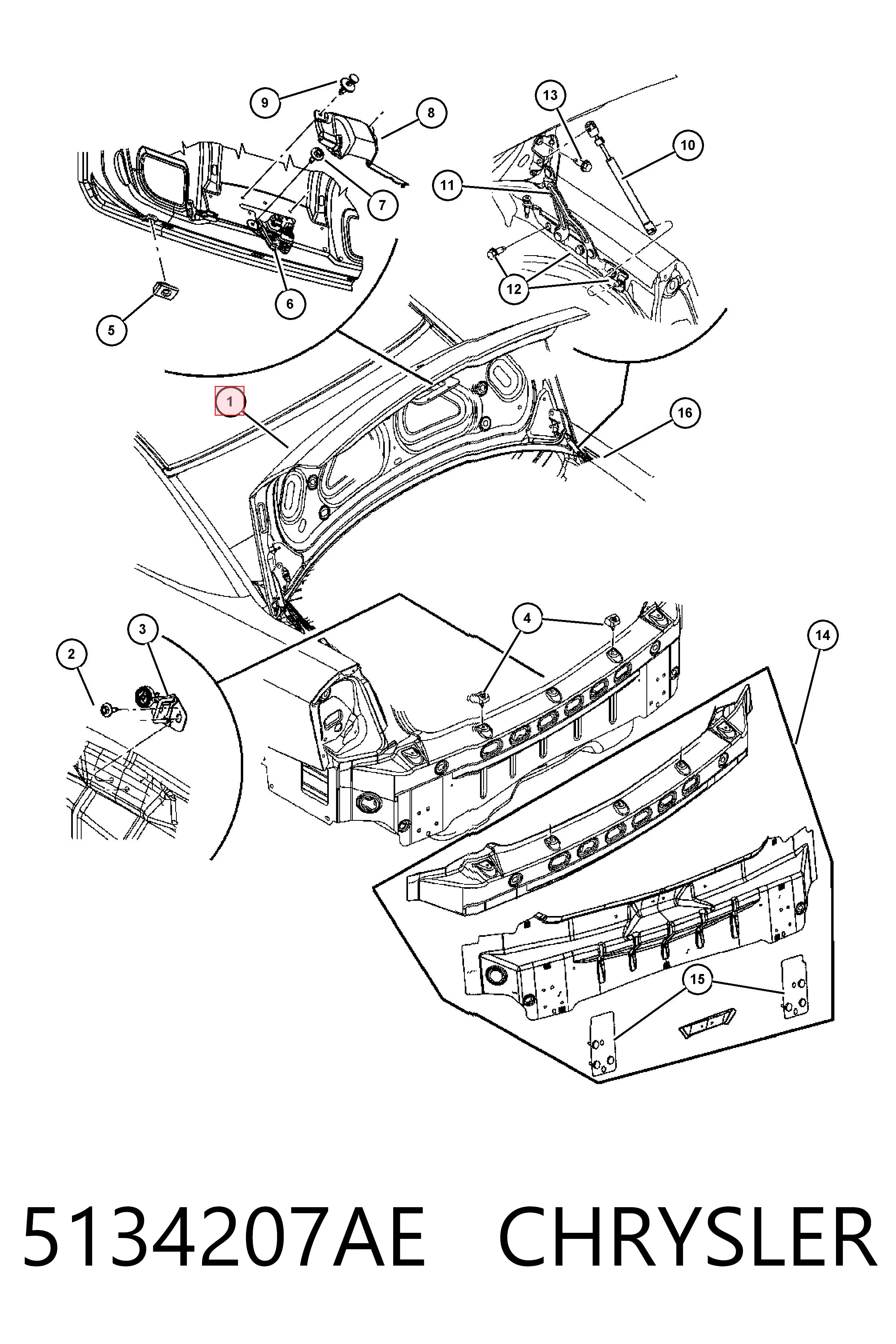 Tampa de porta-malas para Chrysler 300 C 