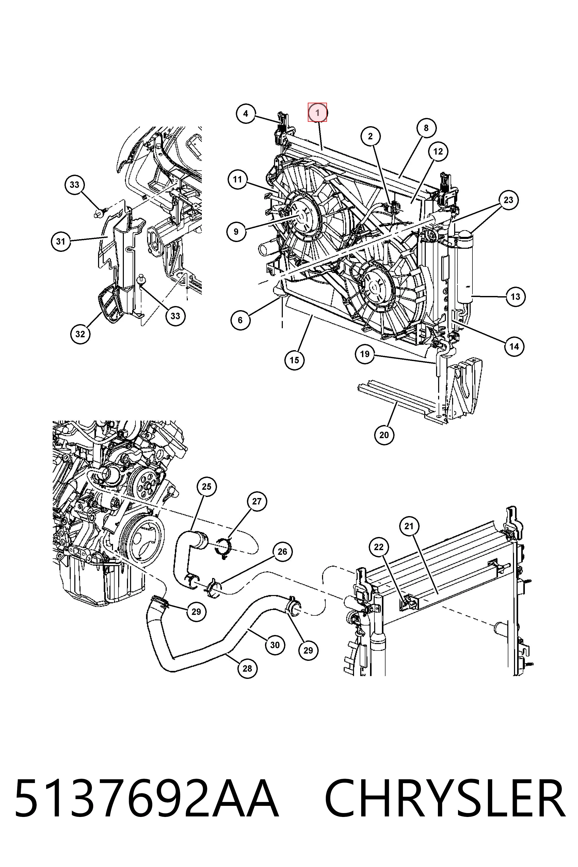 5137692AA Chrysler Radiador de esfriamento de motor