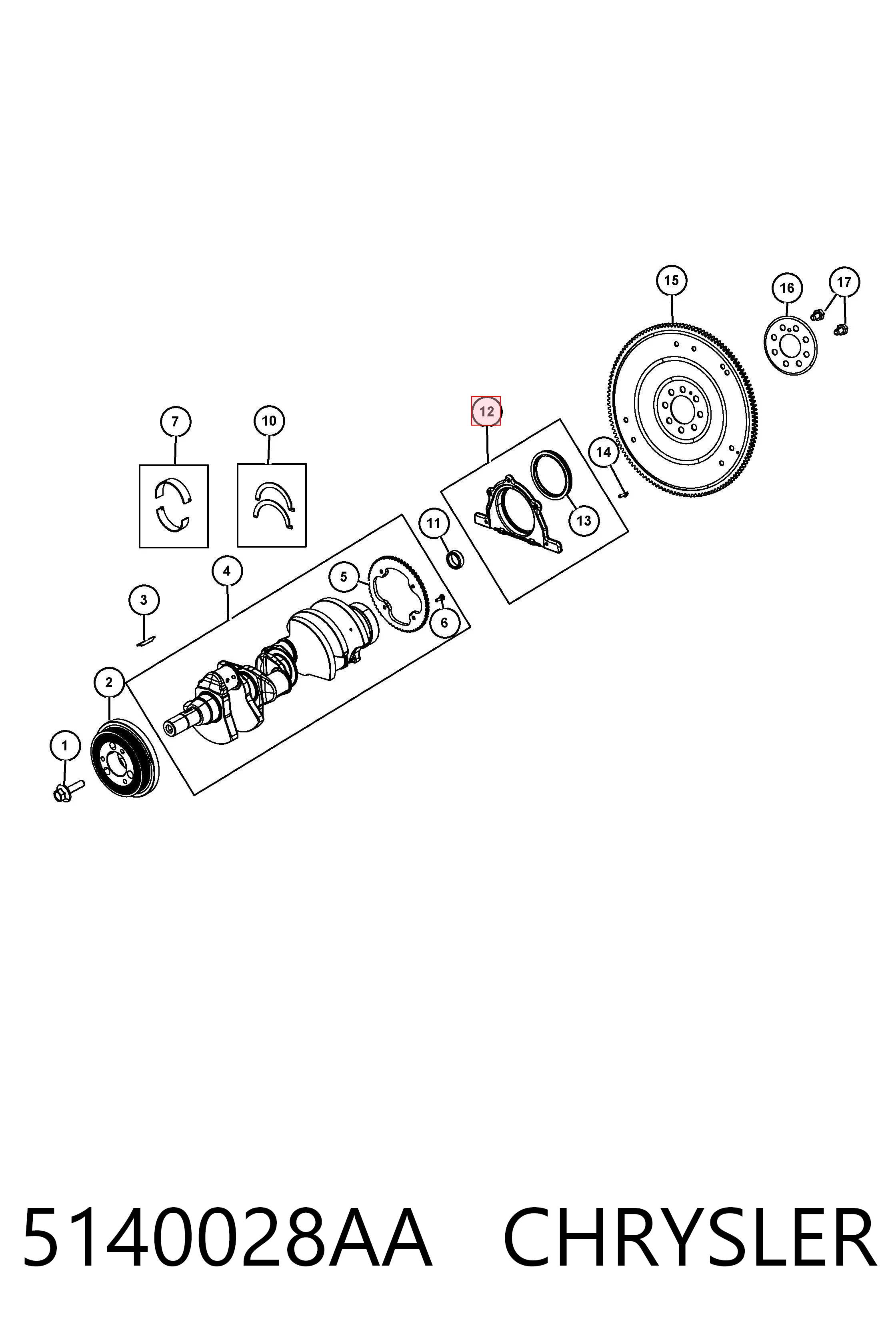Vedação traseira de cambota de motor Fiat/Alfa/Lancia K05140028AA preço, a partir de 11,25 USD