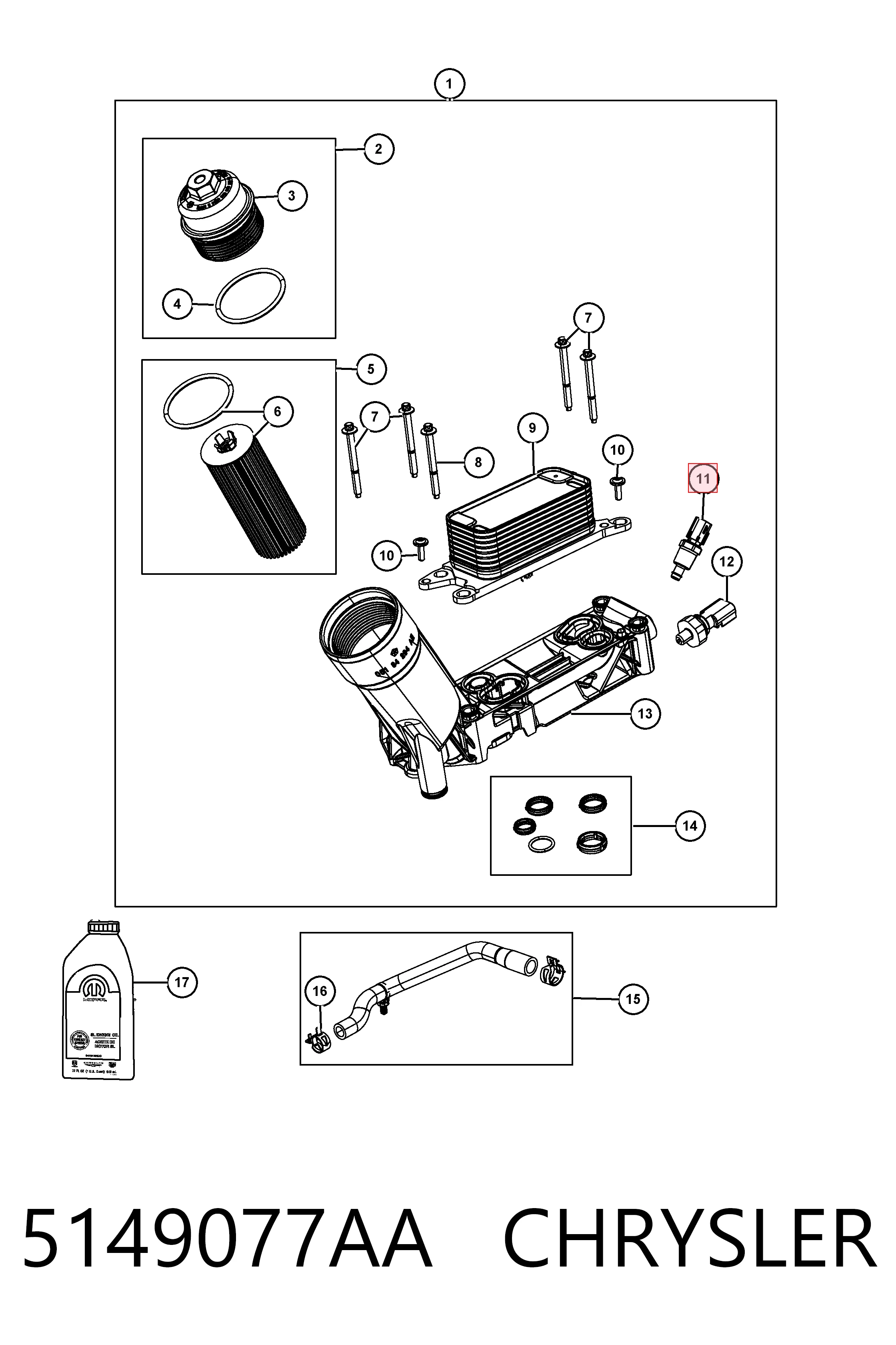 Sensor de temperatura do fluido de esfriamento Fiat/Alfa/Lancia K05149077AB