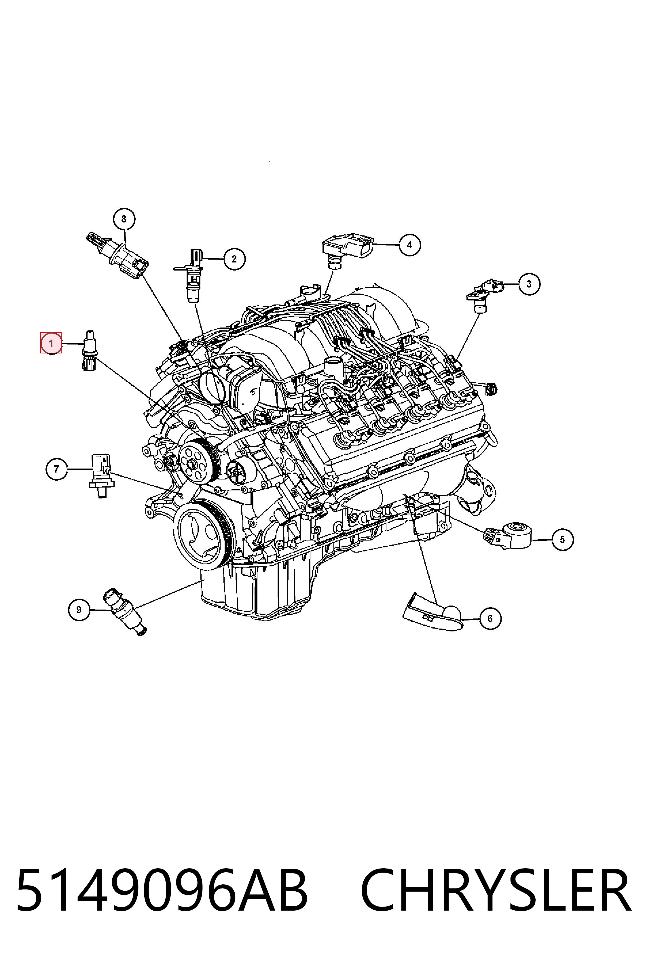 Sensor de temperatura do fluido de esfriamento K05149077AB Fiat/Alfa/Lancia