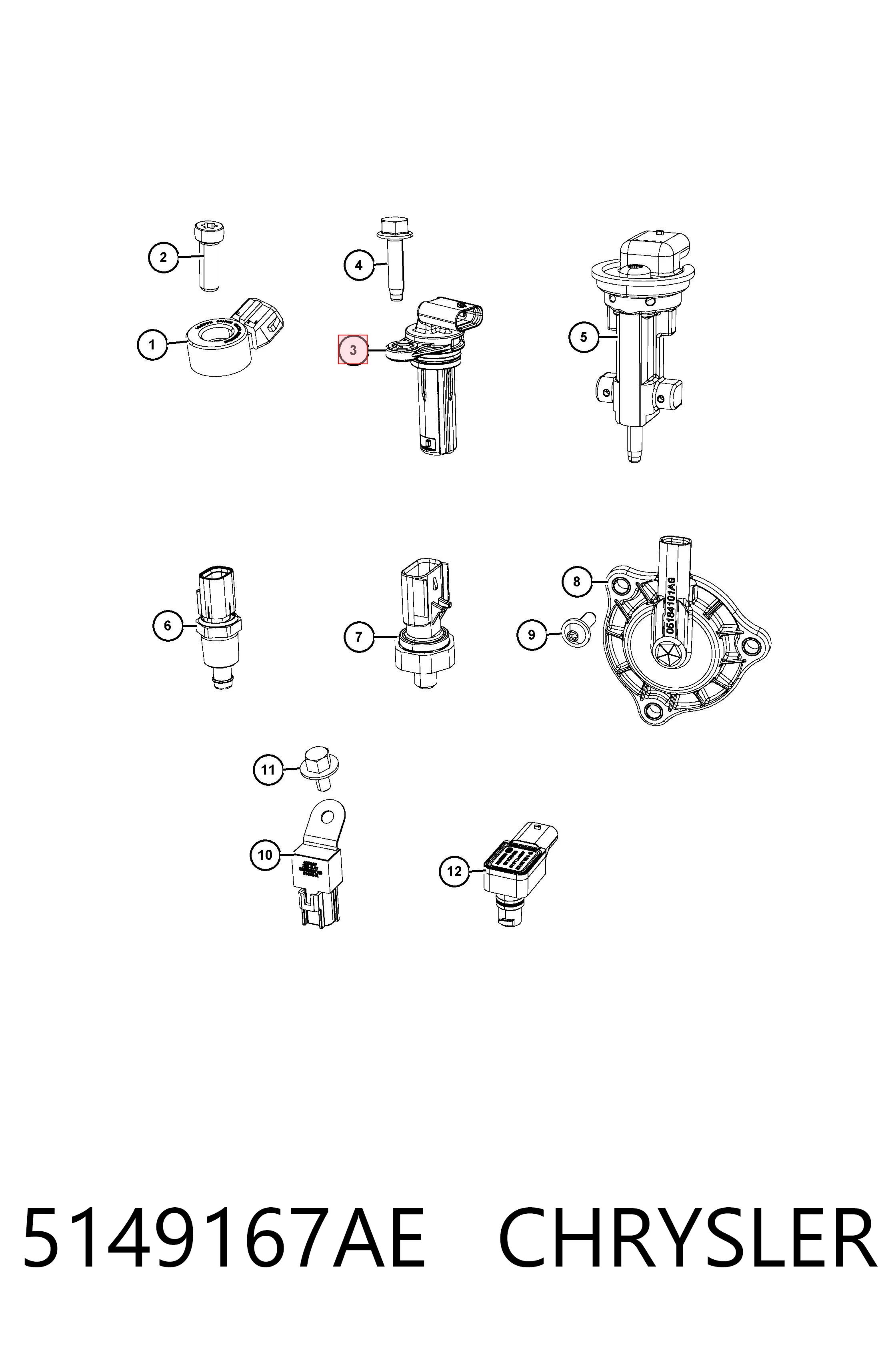 5149167AE Chrysler Sensor de posição (de revoluções) de cambota