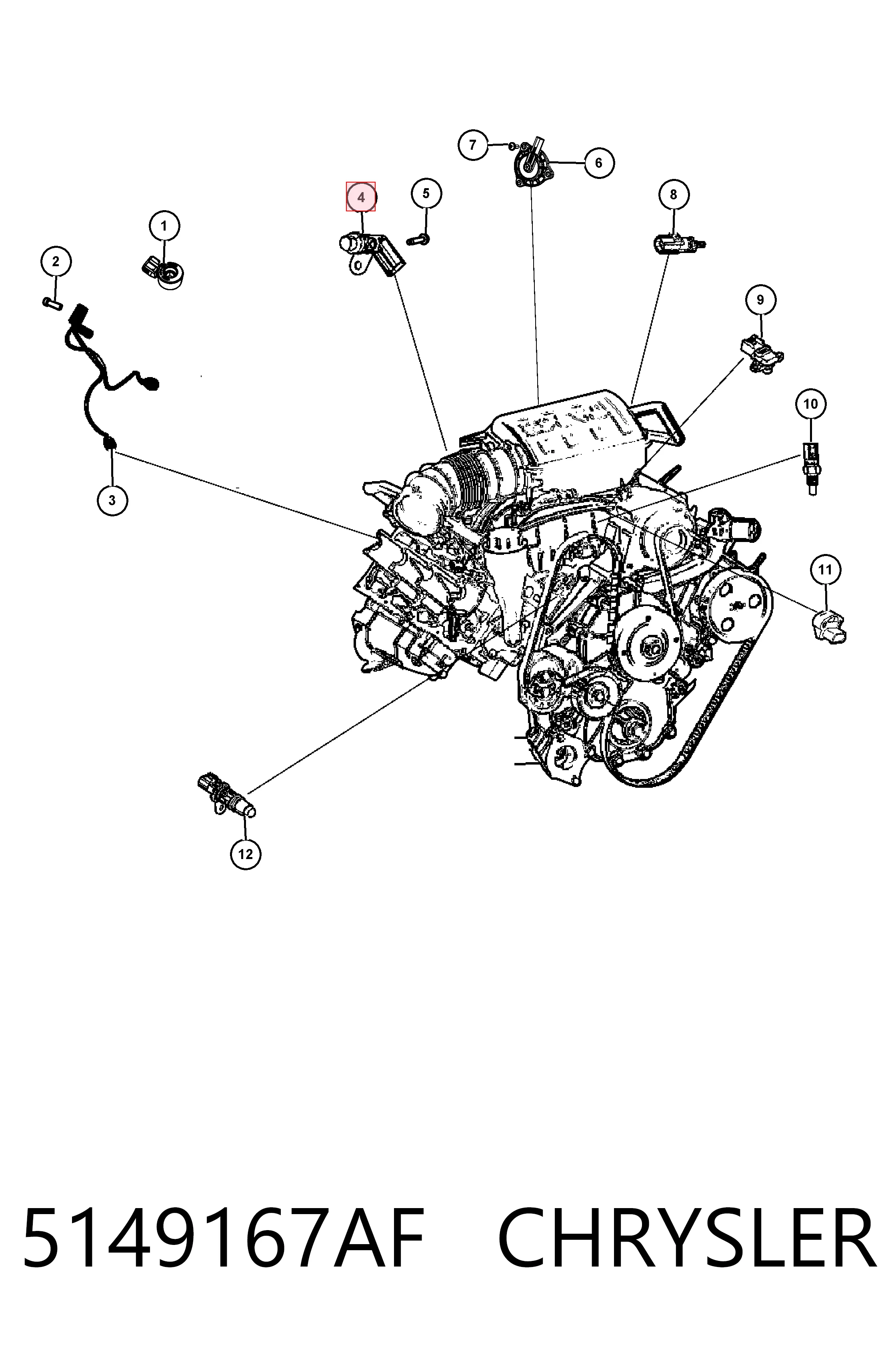 5149167AF Chrysler Sensor de posição (de revoluções) de cambota