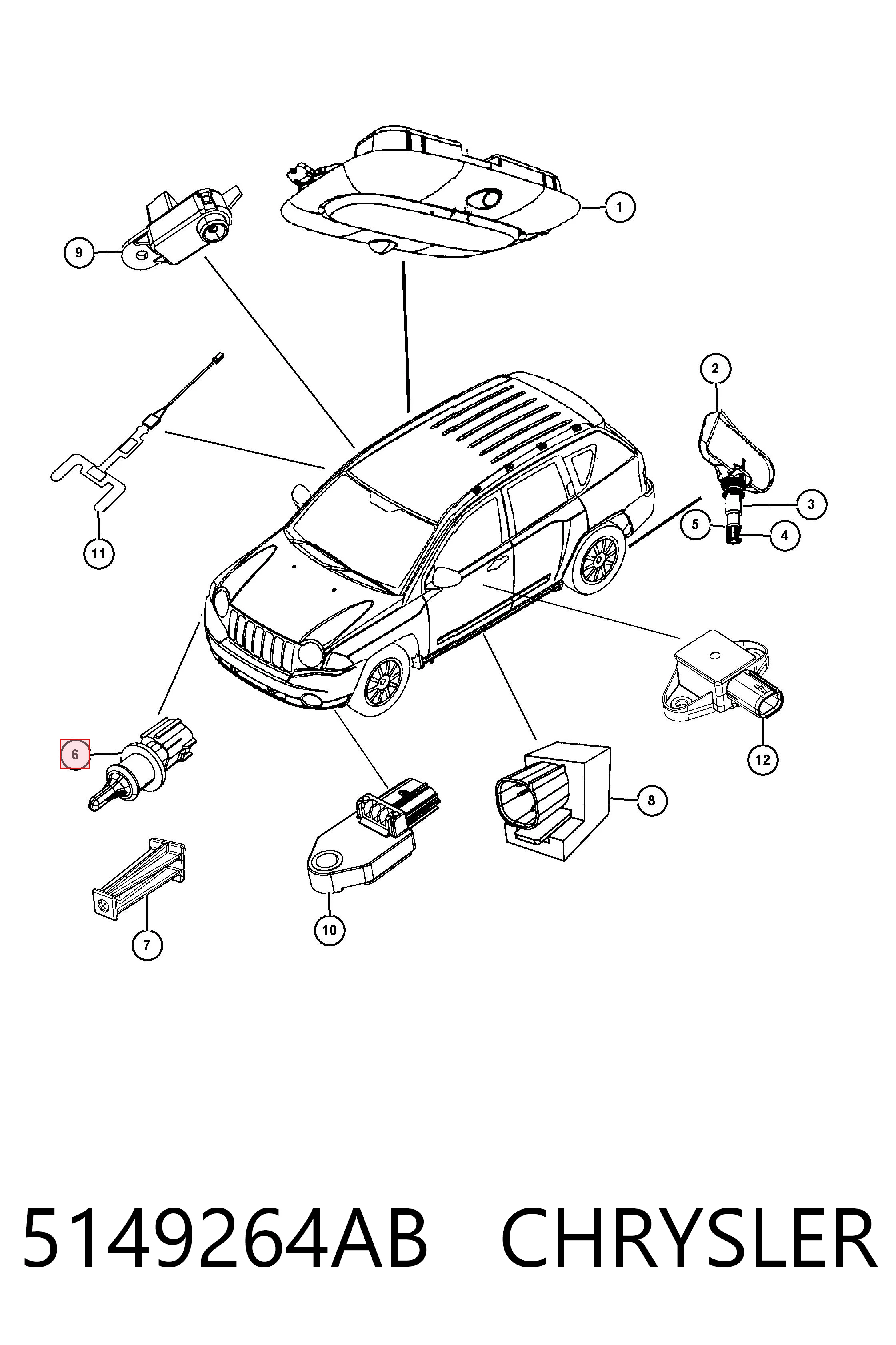 5149264AB Chrysler Sensor de temperatura do meio ambiente