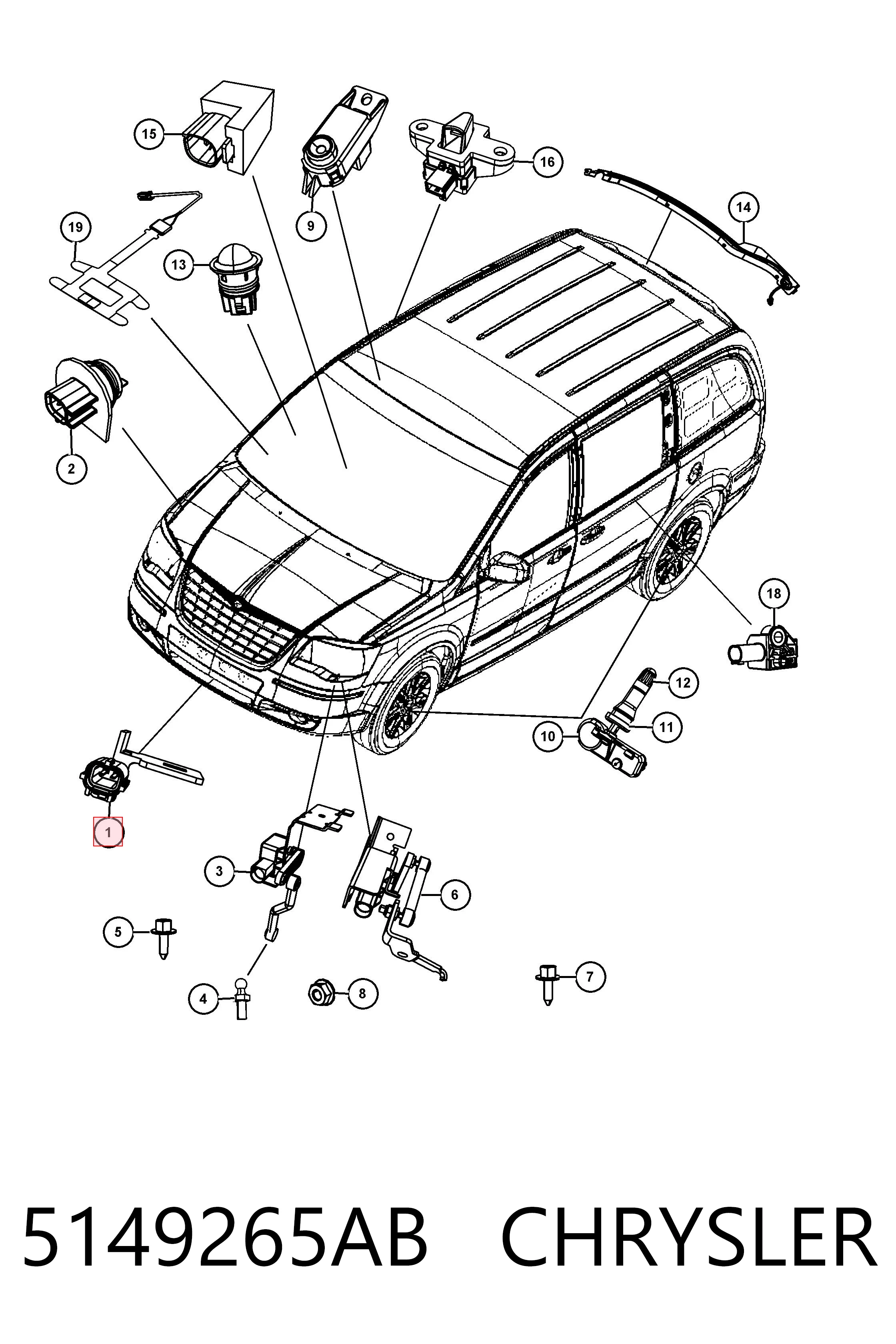 5149265AB Chrysler Sensor de temperatura do meio ambiente