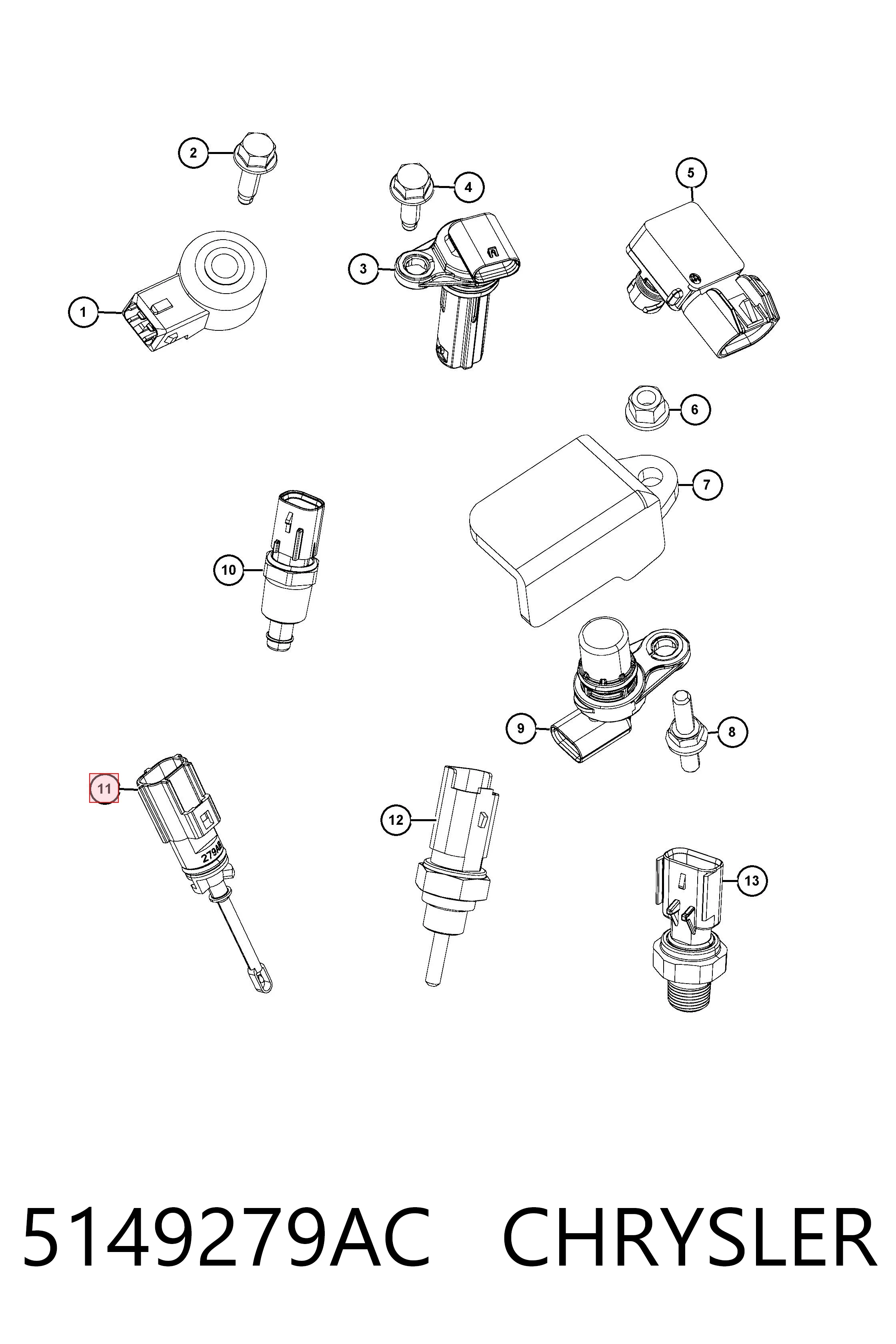 5149279AC Chrysler Sensor de temperatura da mistura de ar