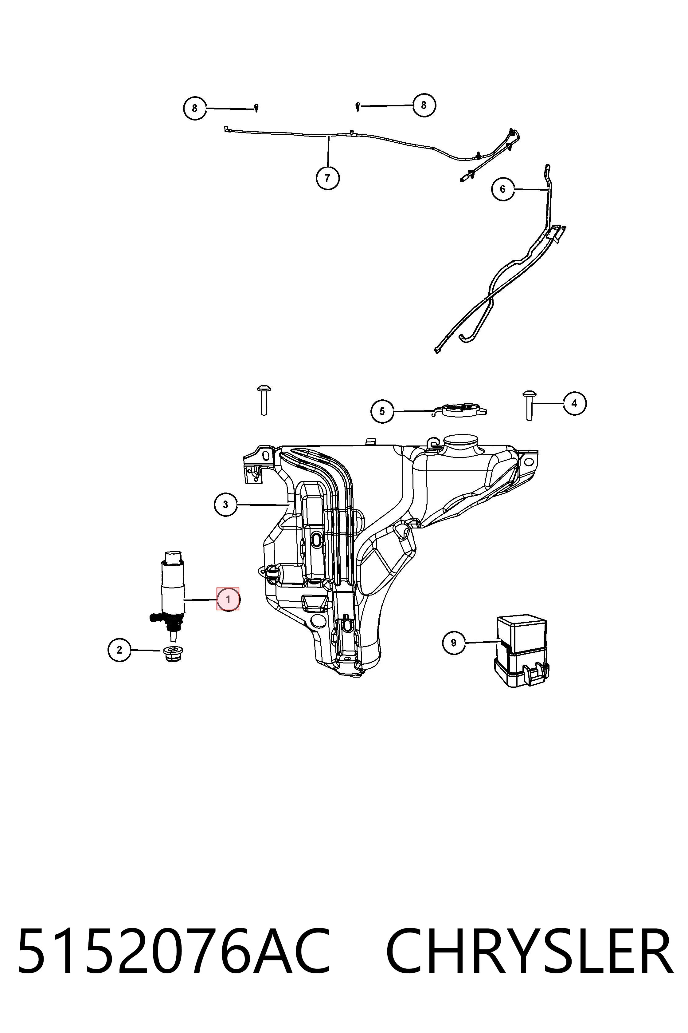 5152076AC Chrysler Bomba de motor de fluido para lavador de vidro dianteiro
