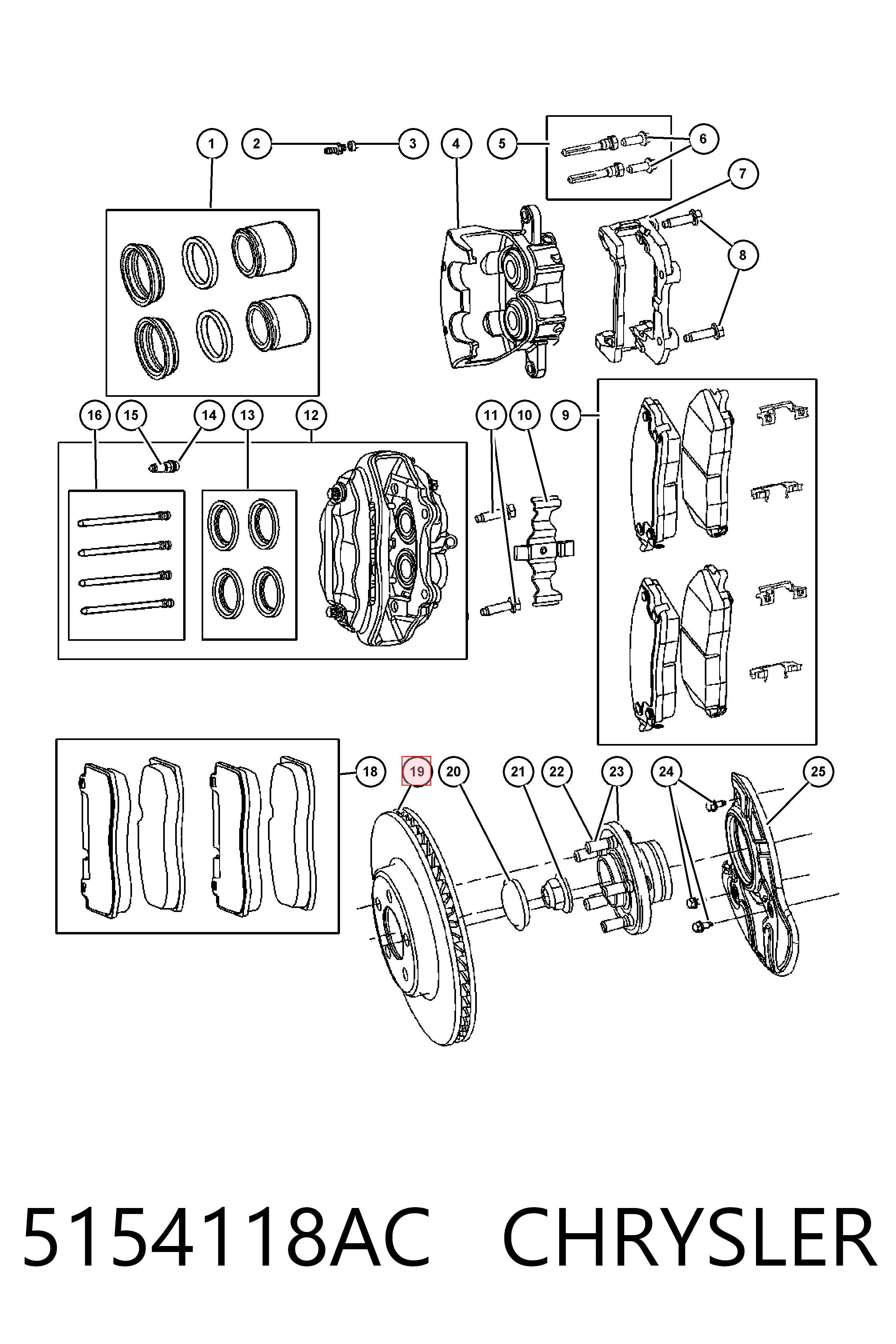 5154118AC Chrysler Disco do freio dianteiro