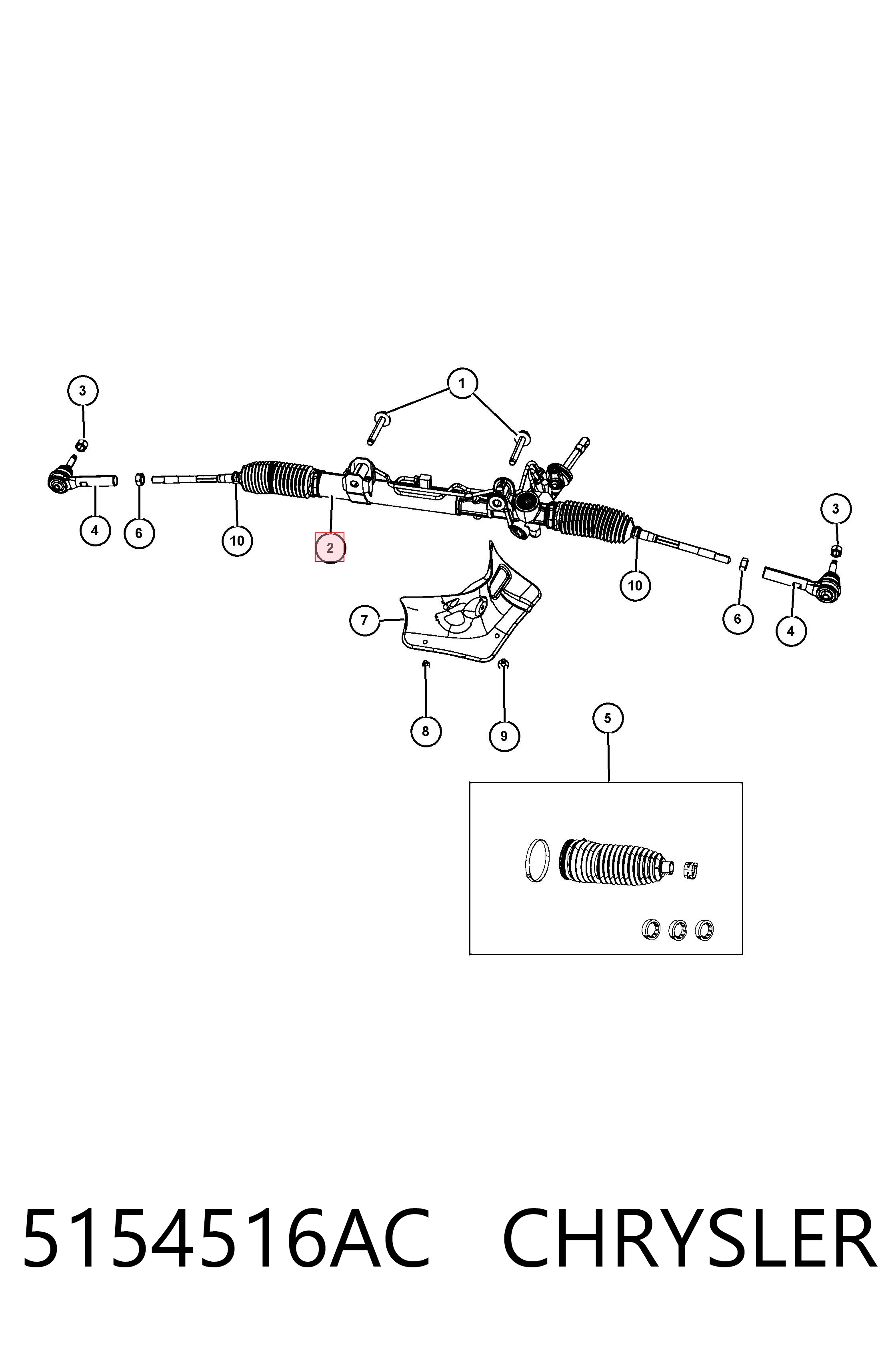 K05154516AC Fiat/Alfa/Lancia Cremalheira da direção