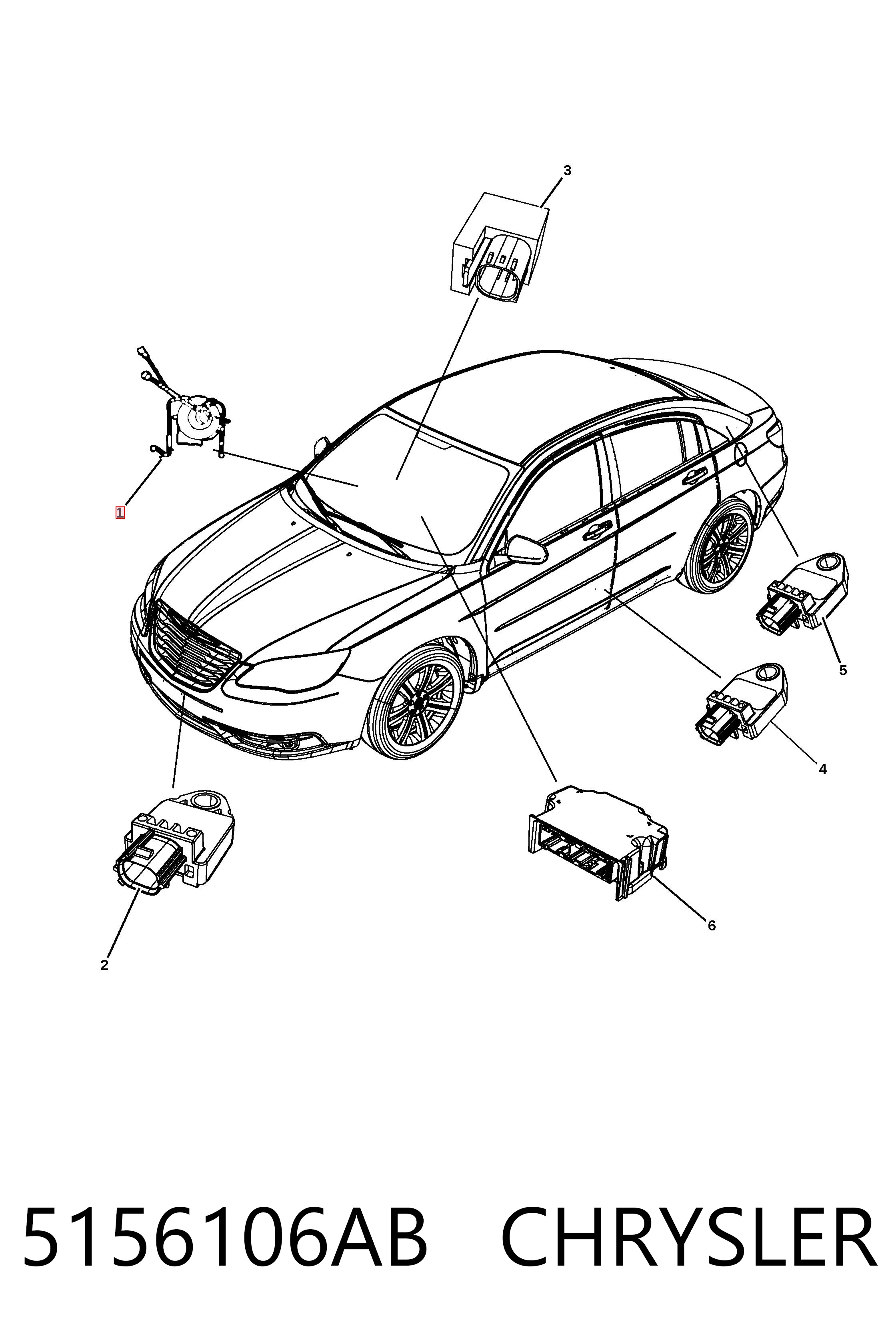 5156106AB Chrysler Anel AIRBAG de contato, cabo plano do volante