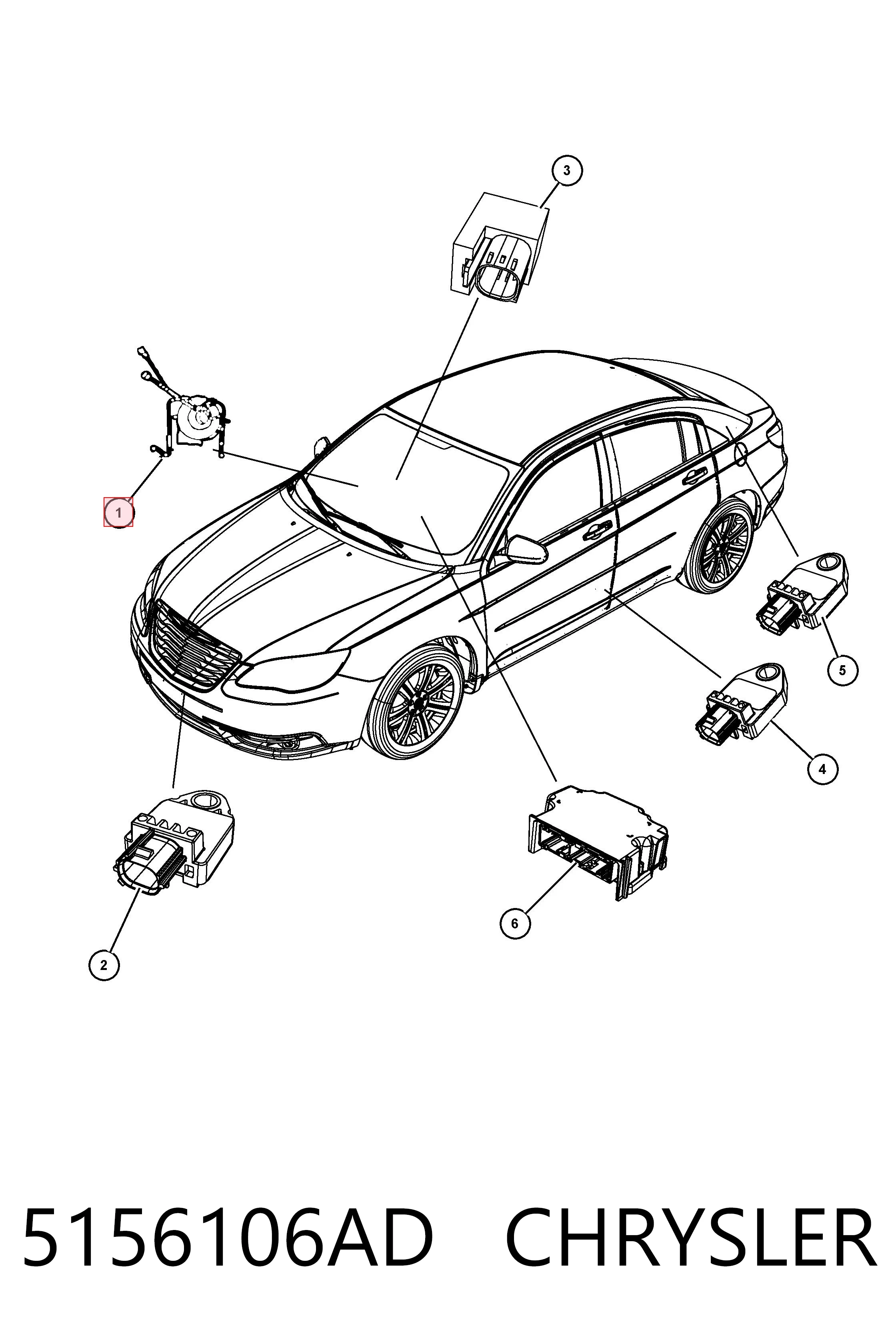 5156106AD Chrysler Anel AIRBAG de contato, cabo plano do volante