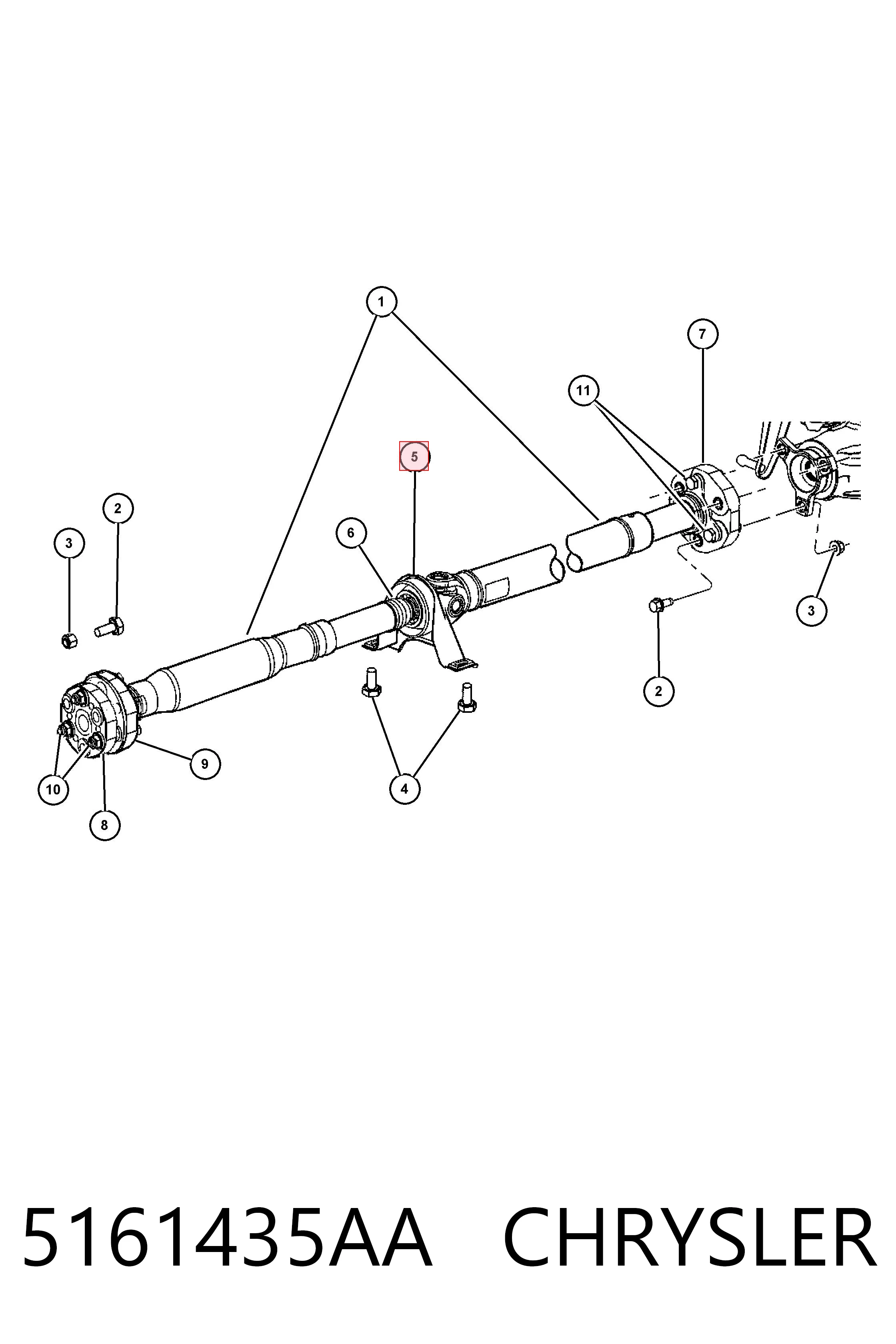 5161435AA Chrysler Rolamento suspenso da junta universal