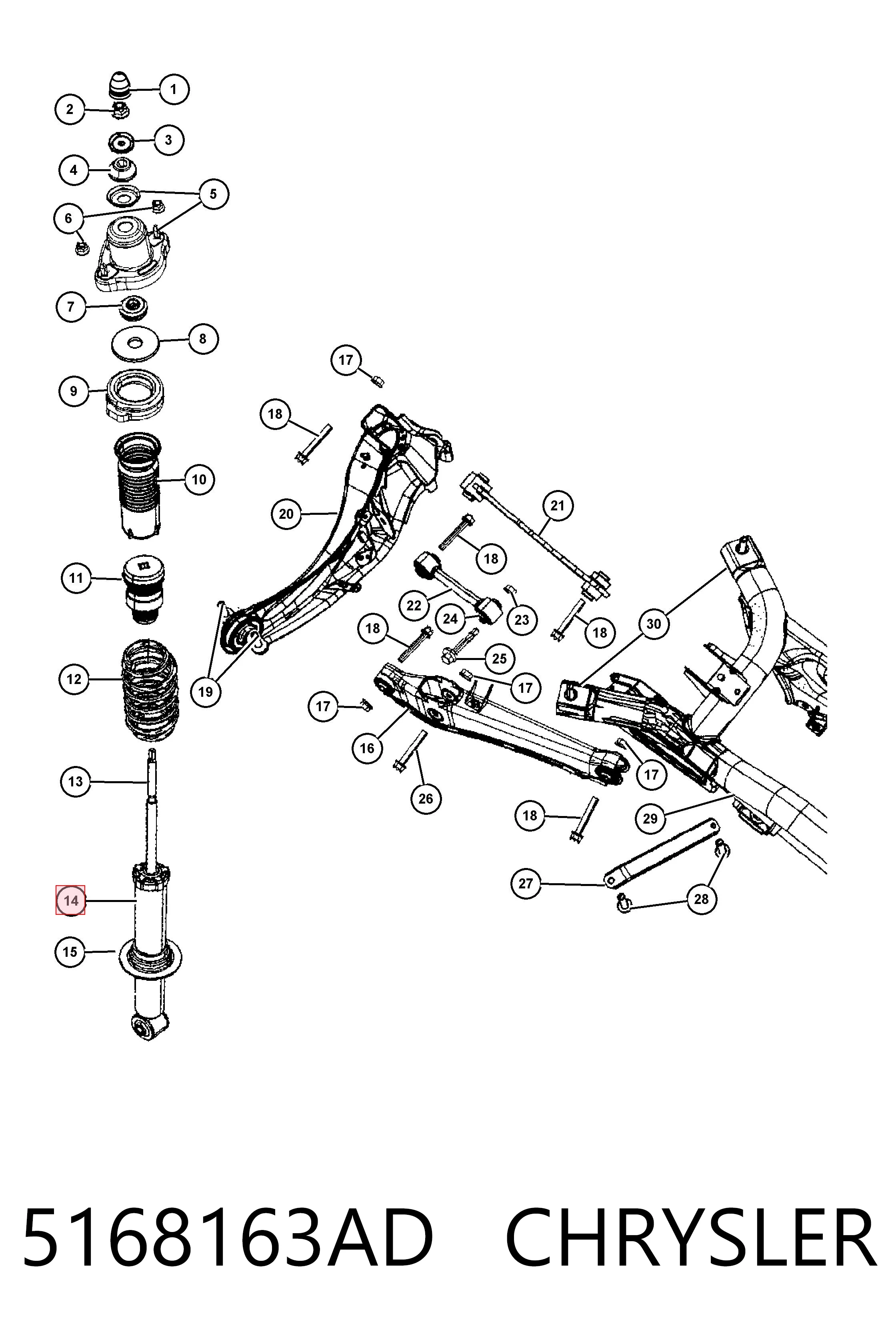 5168163AD Chrysler Amortecedor traseiro