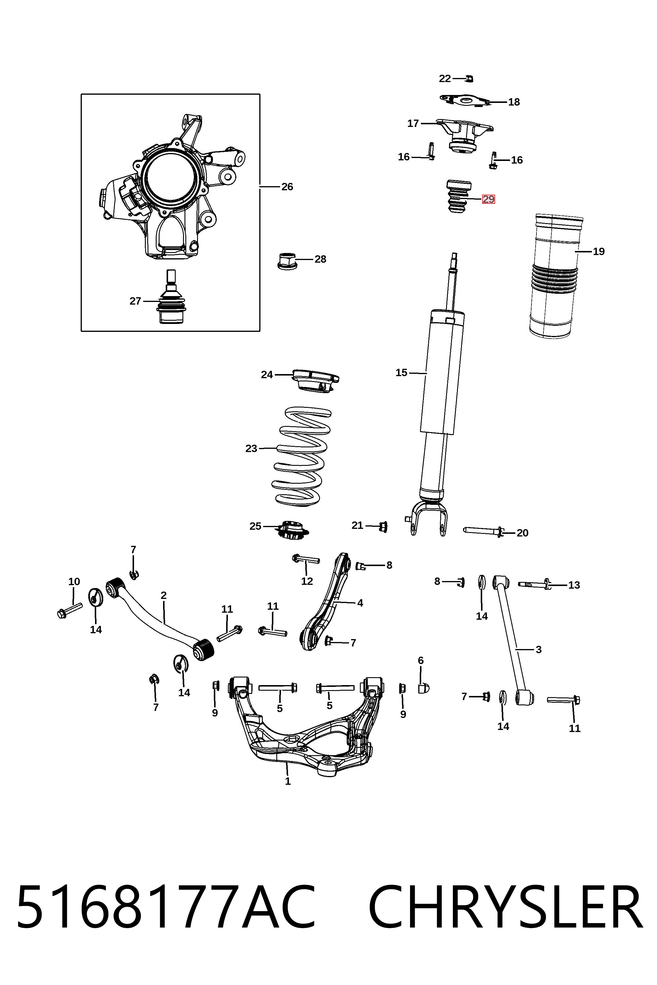K68029520AE Fiat/Alfa/Lancia Suporte de amortecedor dianteiro
