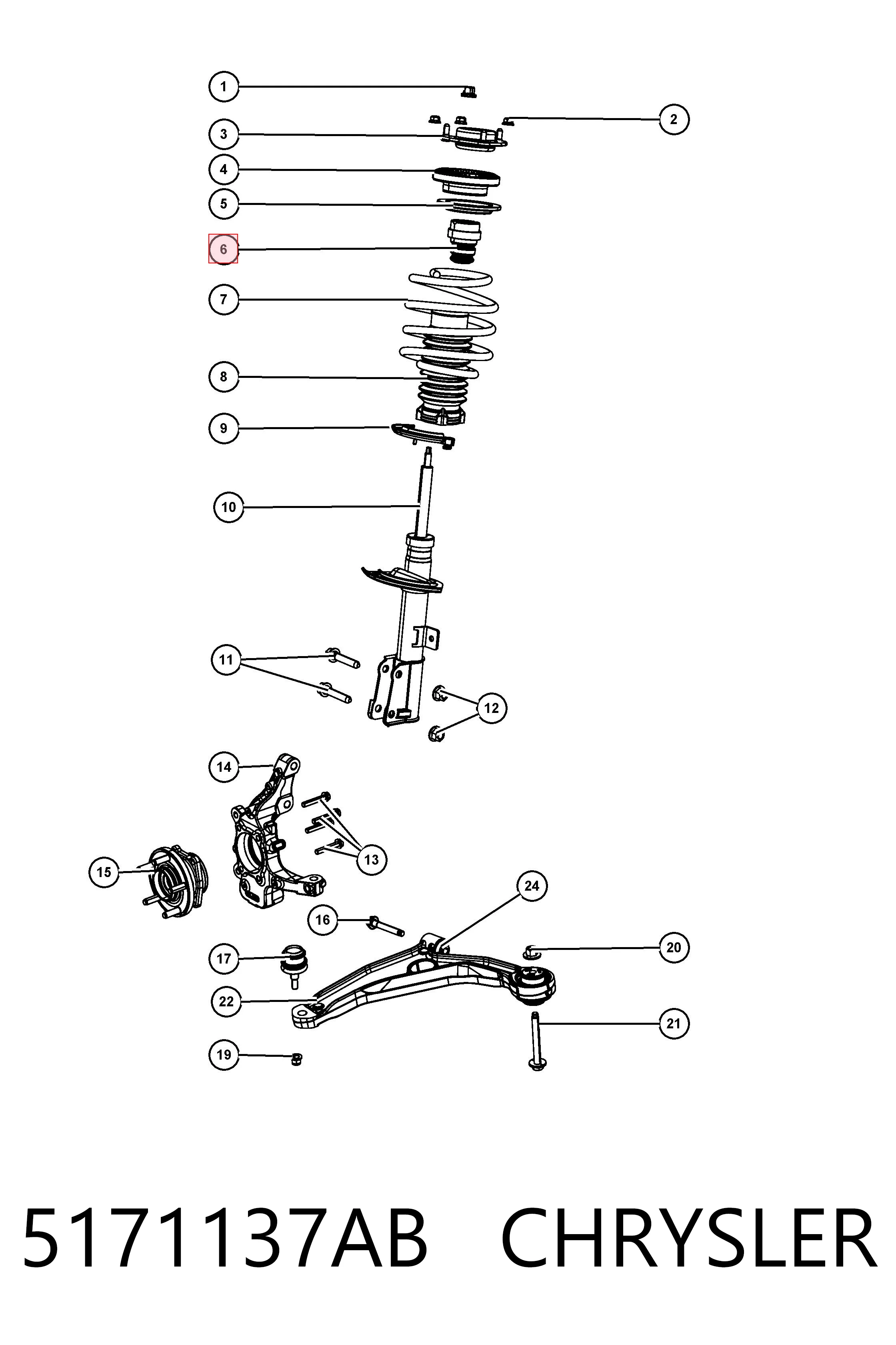 Compre K05171137AB Fiat/Alfa/Lancia Pára-choque (grade de proteção) de amortecedor dianteiro