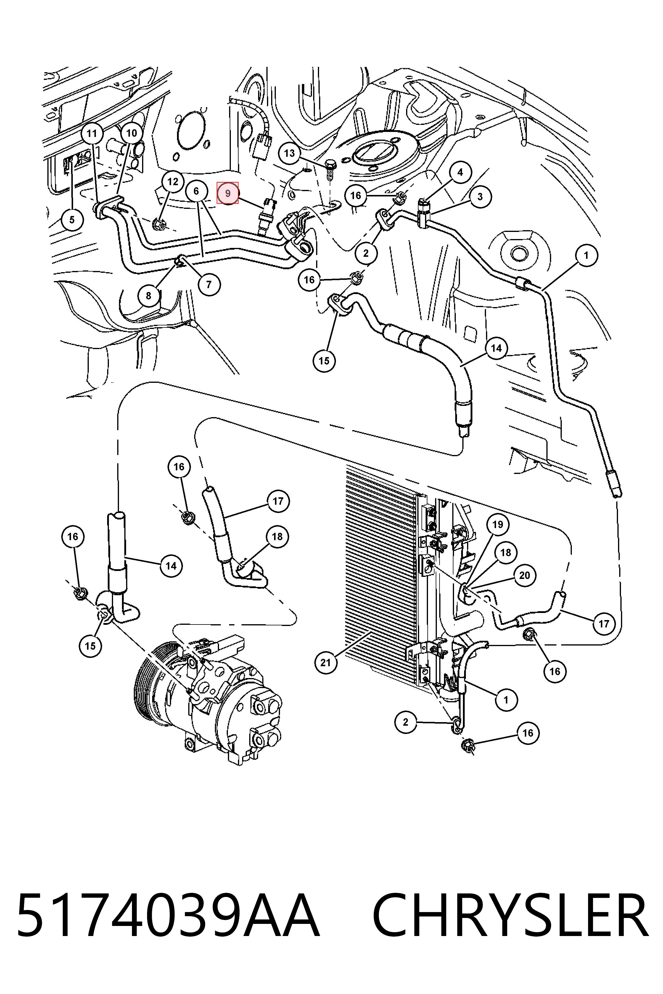 Compre 05189363AA Mitsubishi Sensor de pressão absoluta de aparelho de ar condicionado
