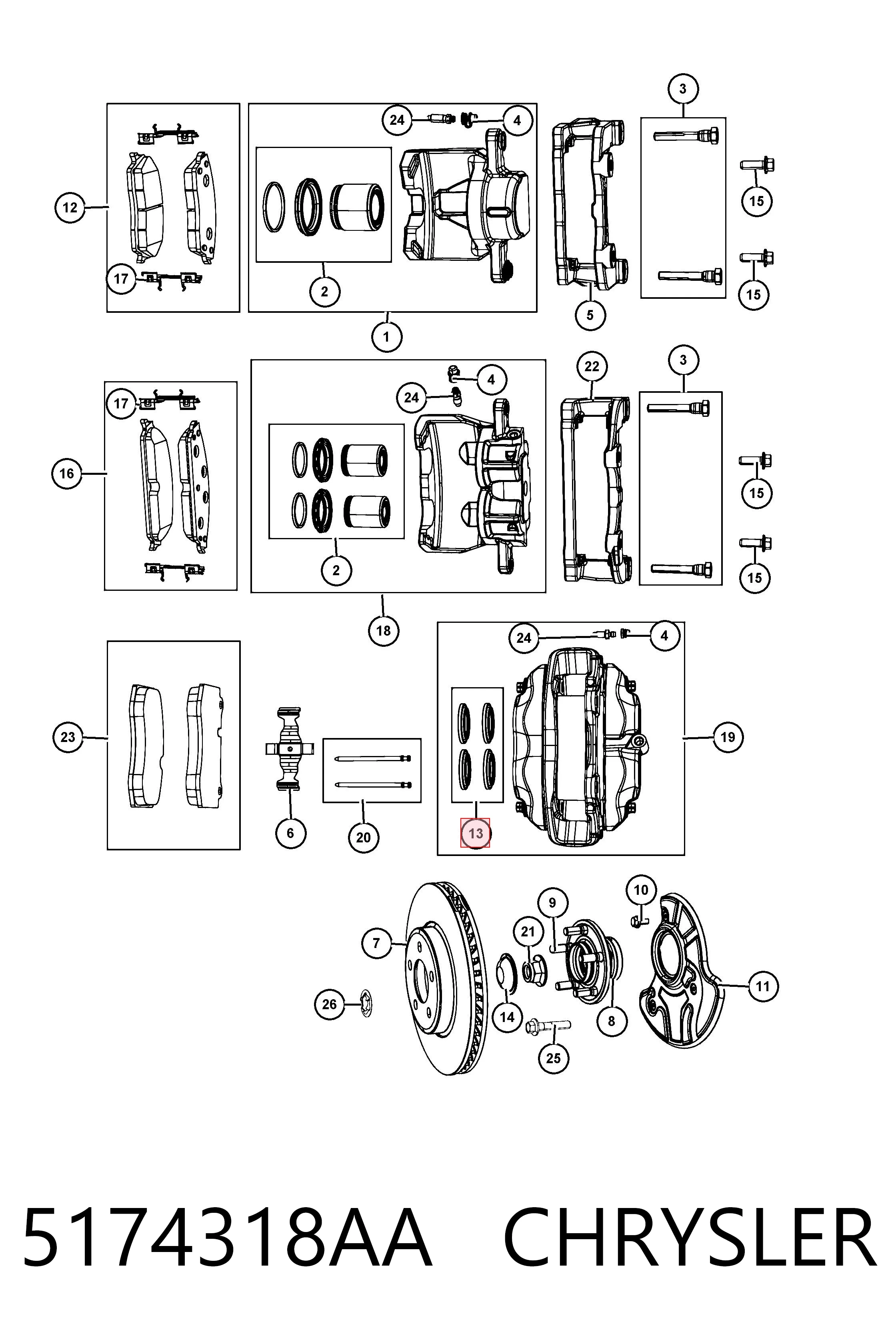 Kit de reparação de suporte do freio dianteiro Chrysler 300 C 