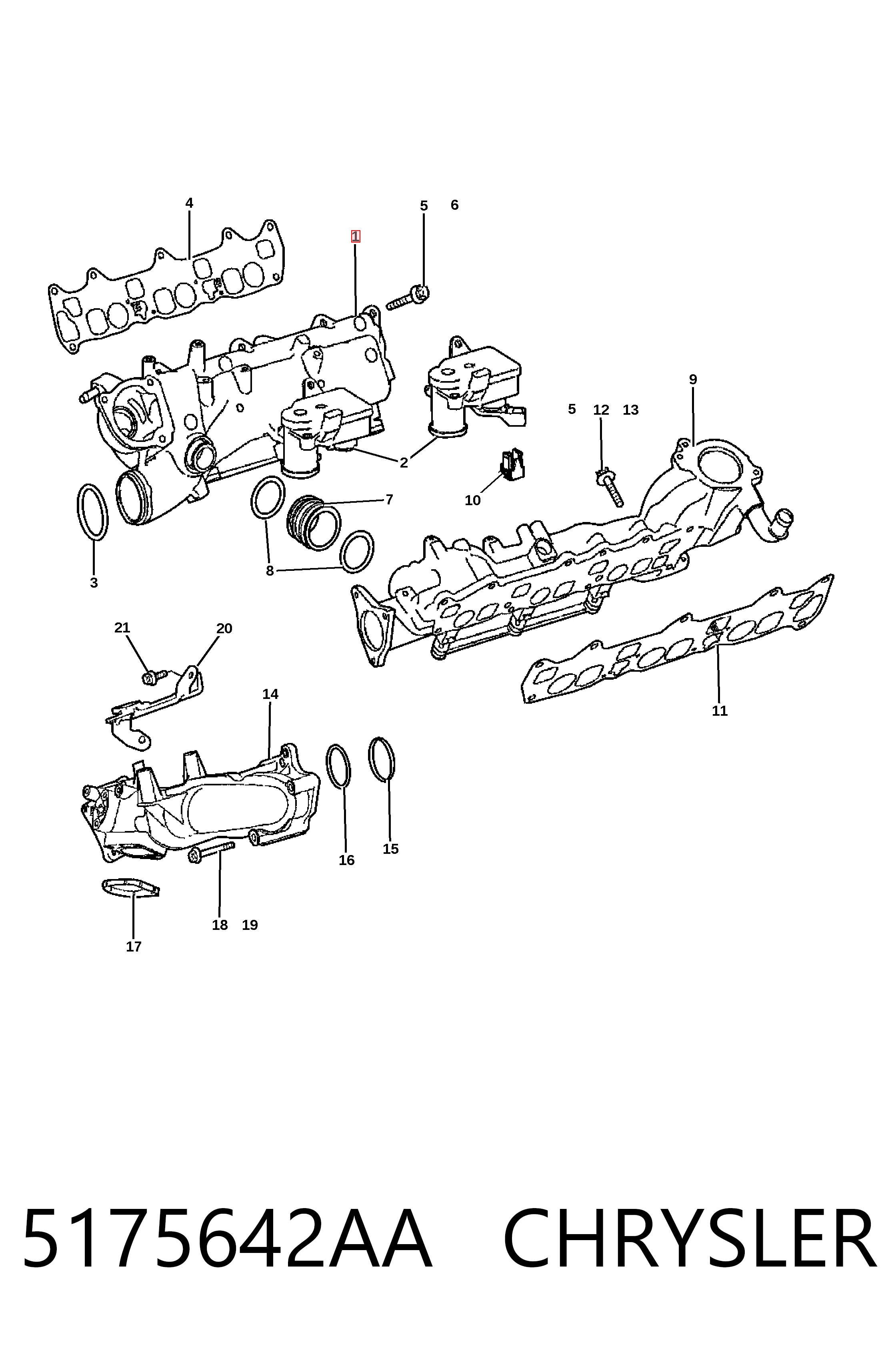 K05175642AB Fiat/Alfa/Lancia Tubo coletor direito de admissão