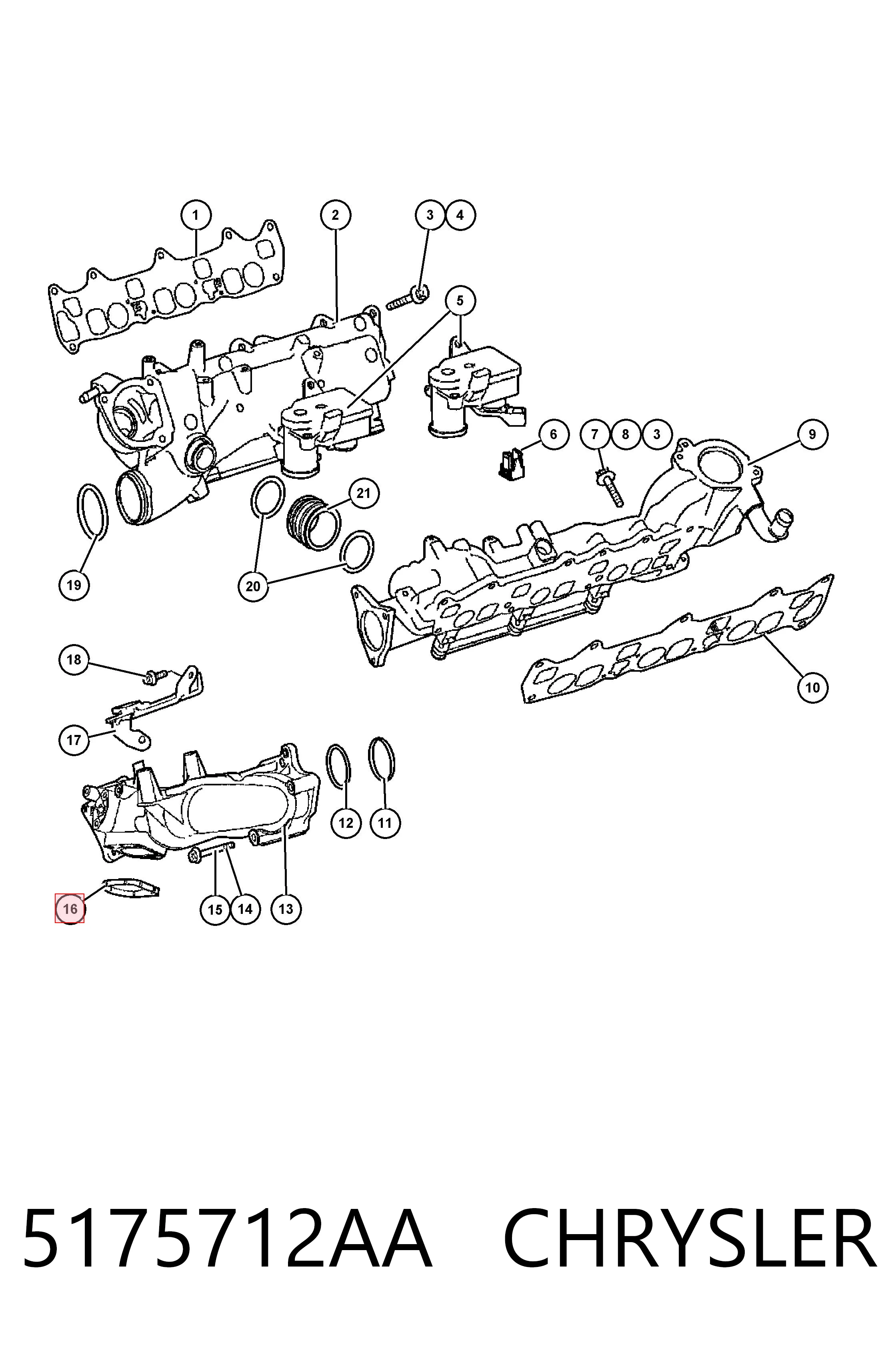 K05175712AA Fiat/Alfa/Lancia Vedante de tubo coletor de admissão