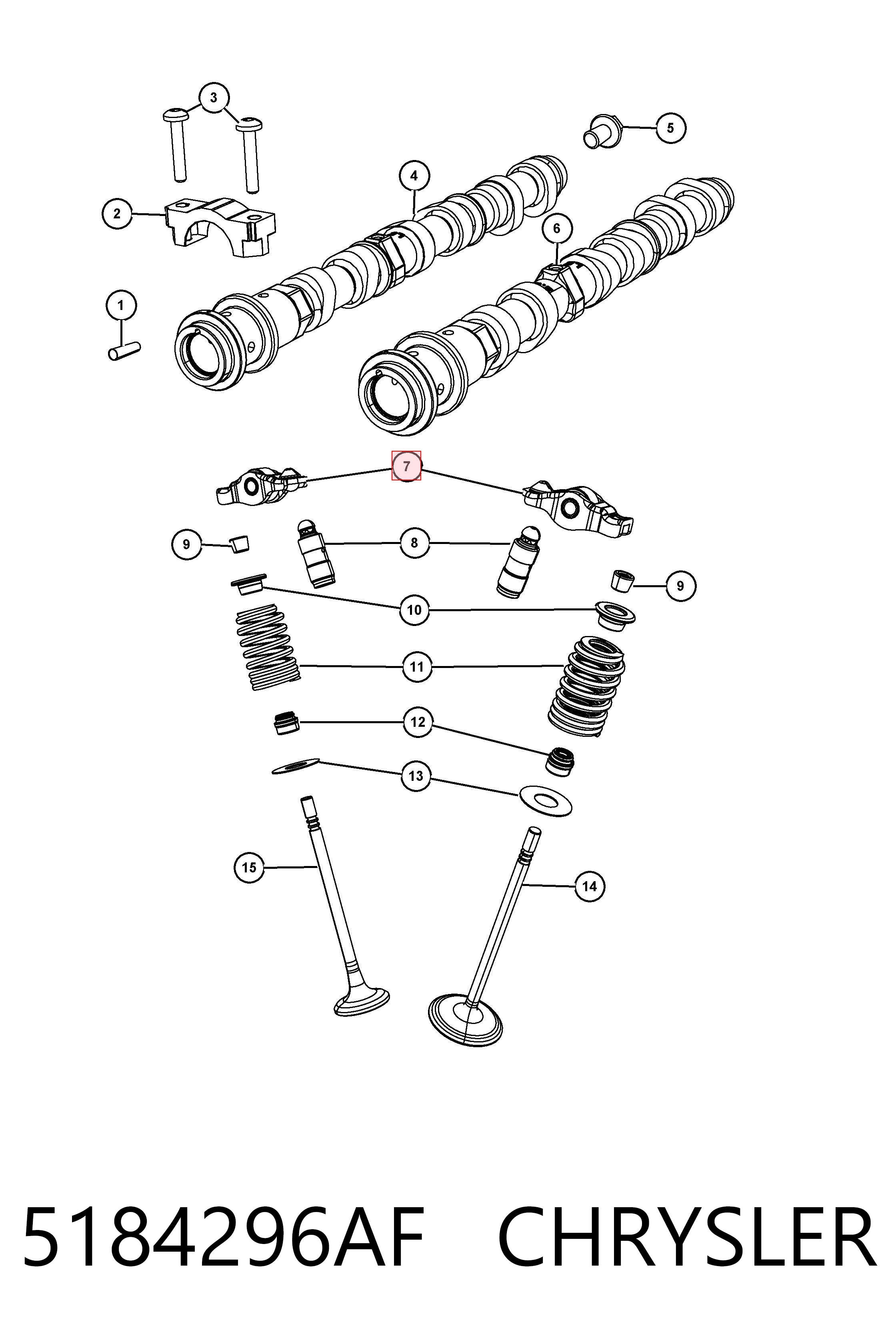 5184296AF Chrysler Balanceiro de válvula (balanceiro de válvulas)
