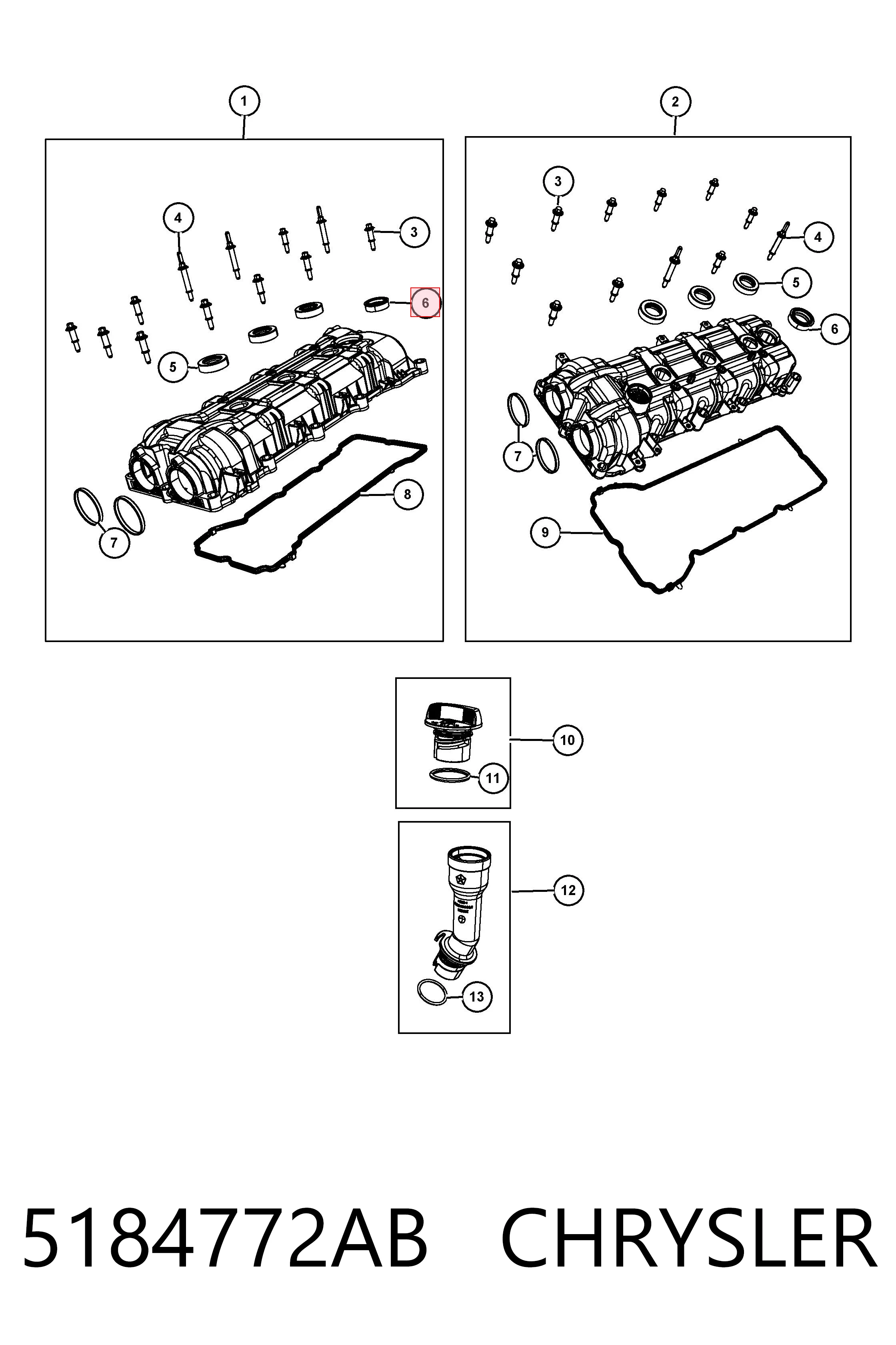 5184772AB Chrysler Vedante anular da cavidade de vela