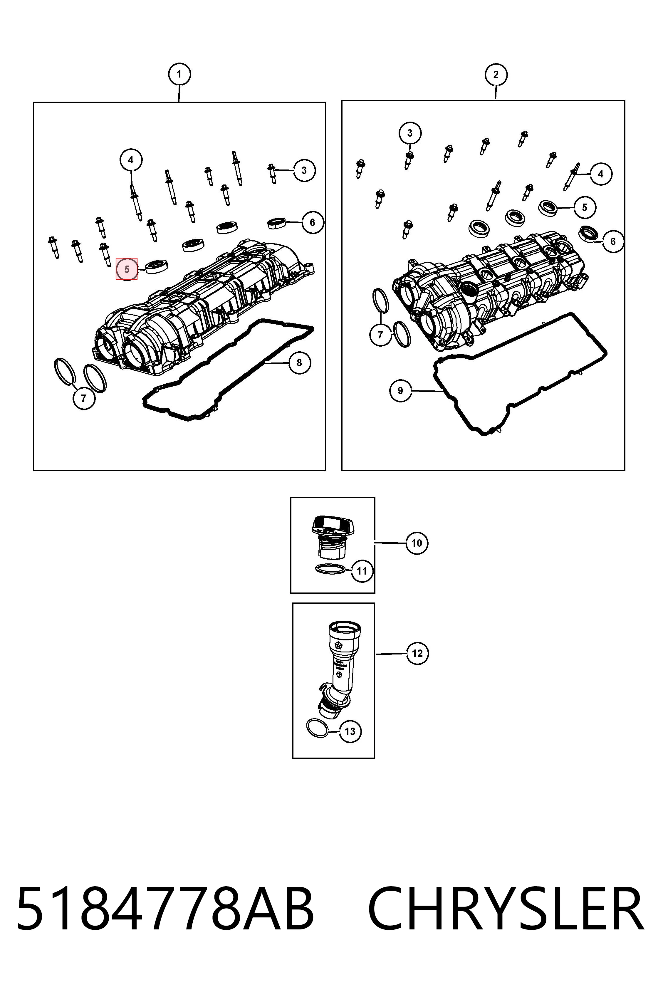 Vedante anular da cavidade de vela Fiat/Alfa/Lancia K05184778AB