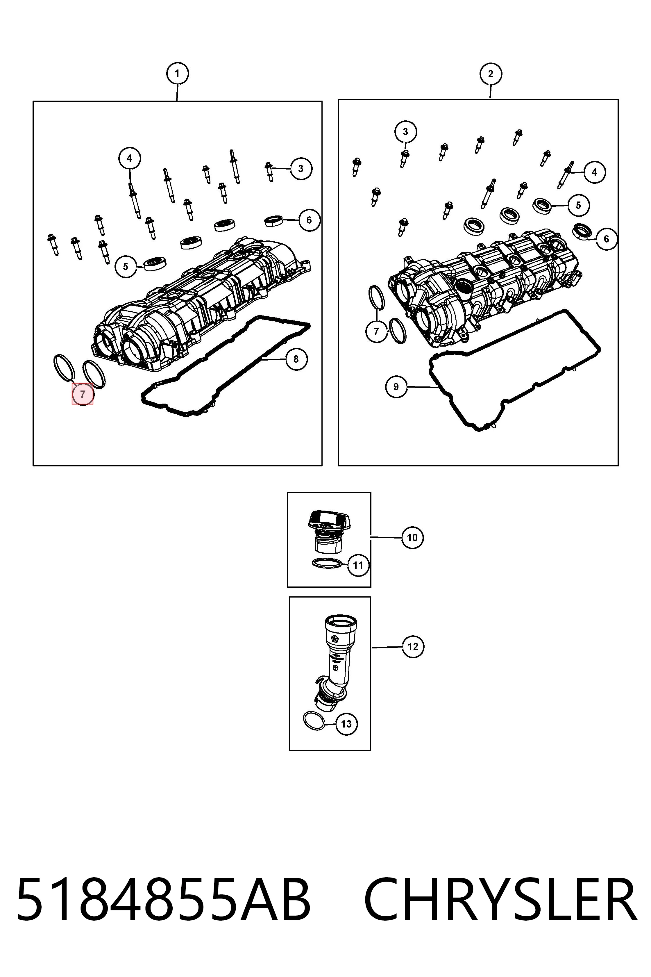 5184855AB Chrysler Vedante anular da cavidade de vela
