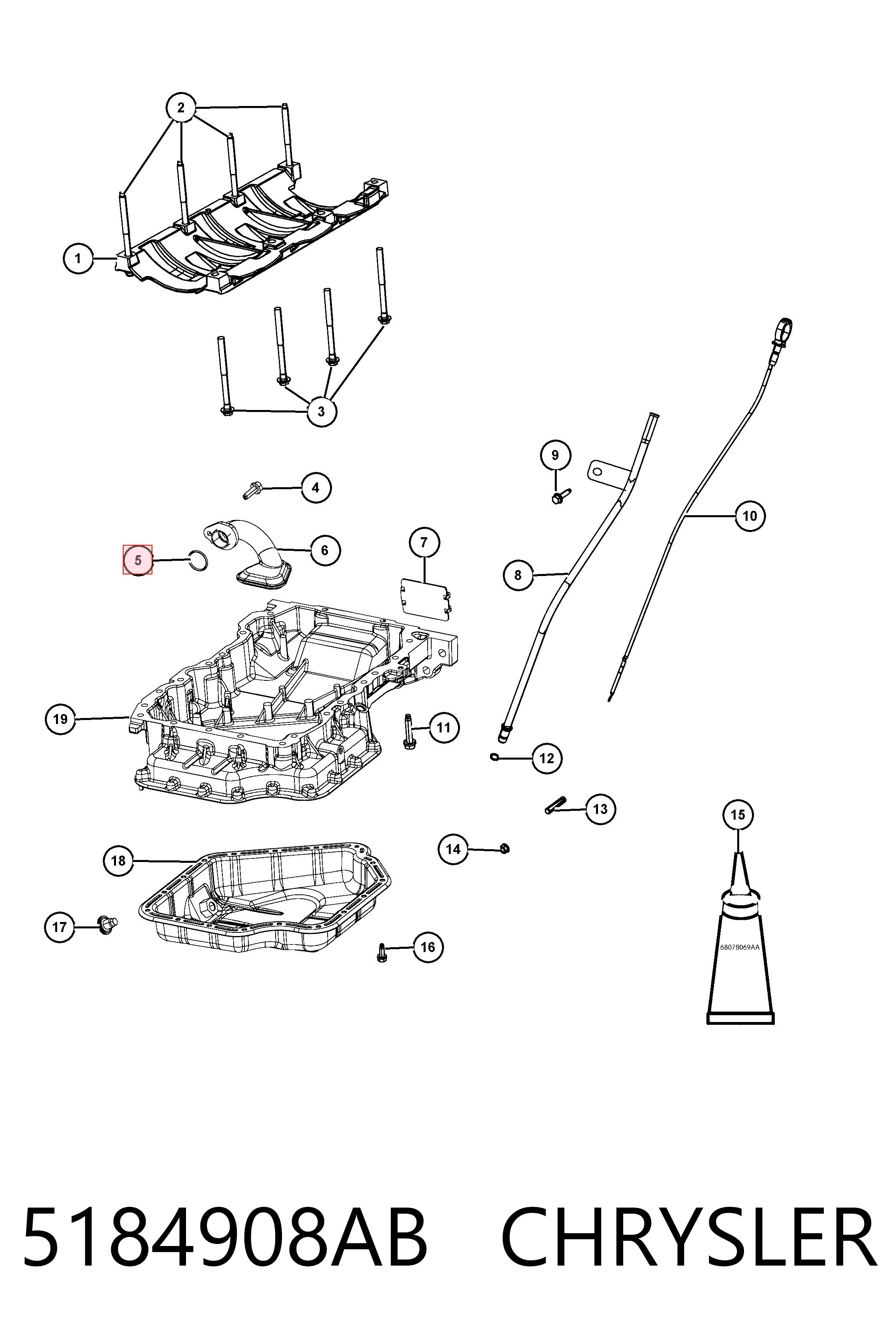 5184908AB Chrysler Anel de vedação, universal