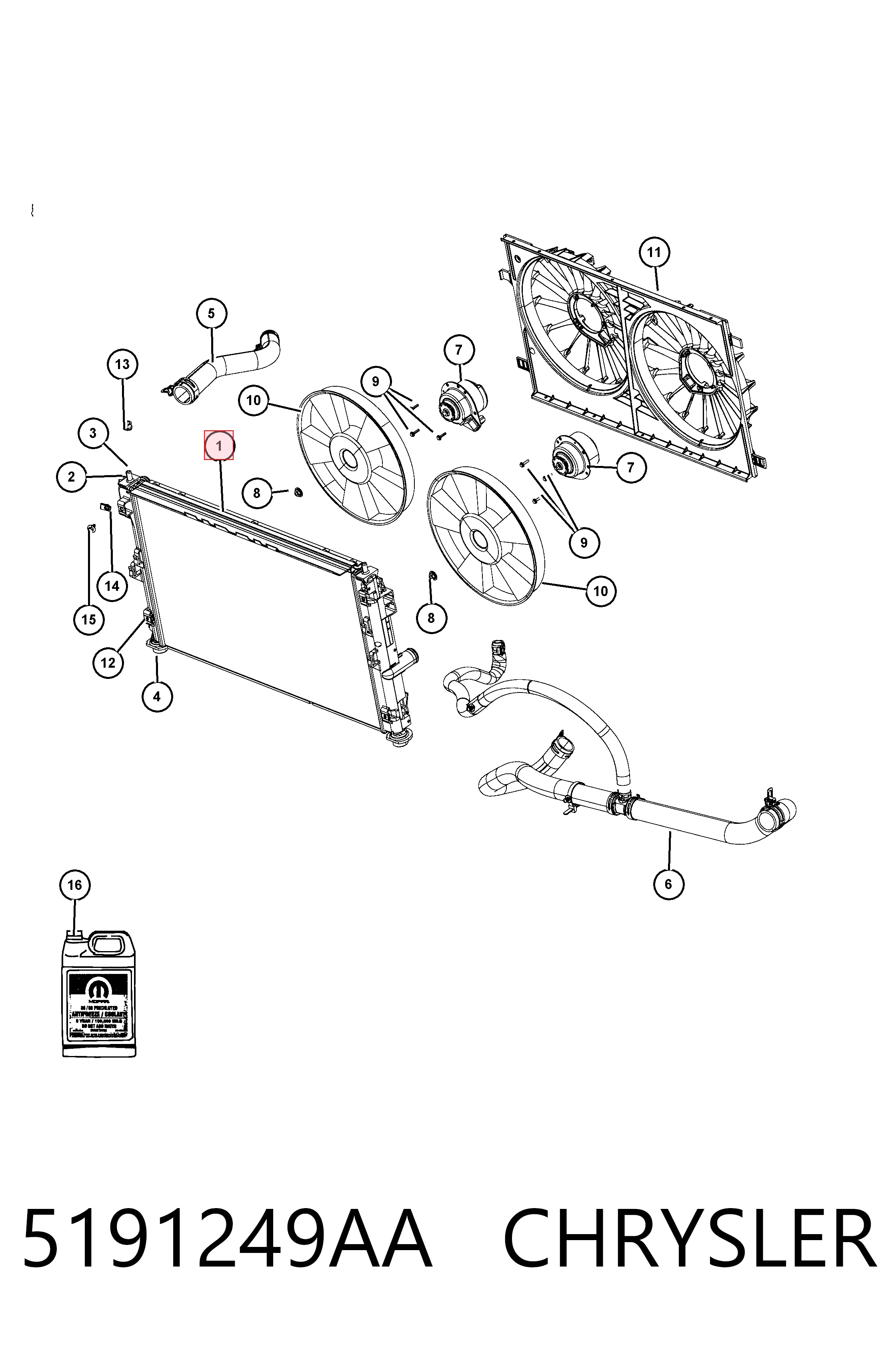 5191249AA Chrysler Radiador de esfriamento de motor
