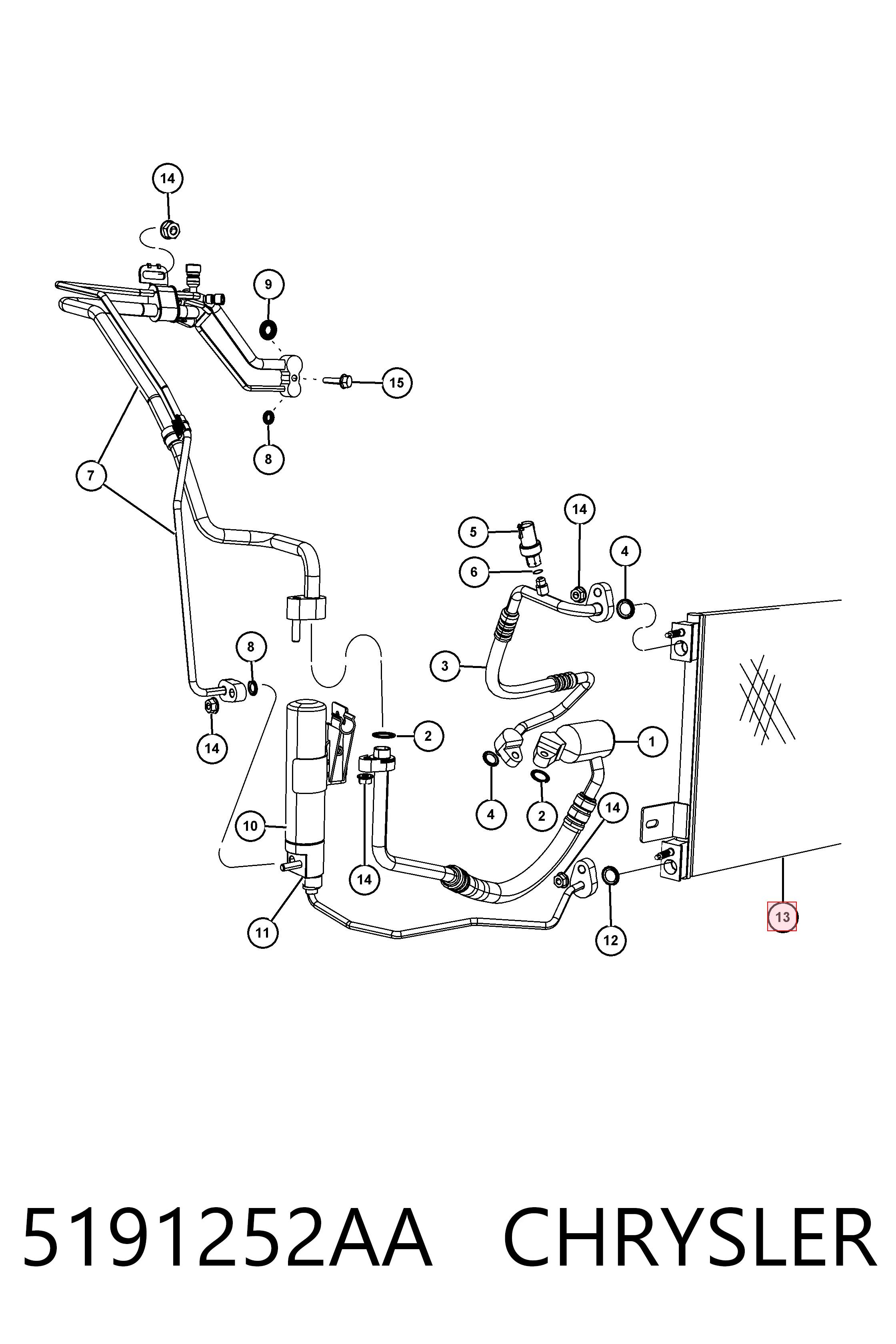 5191252AA Chrysler Radiador de aparelho de ar condicionado