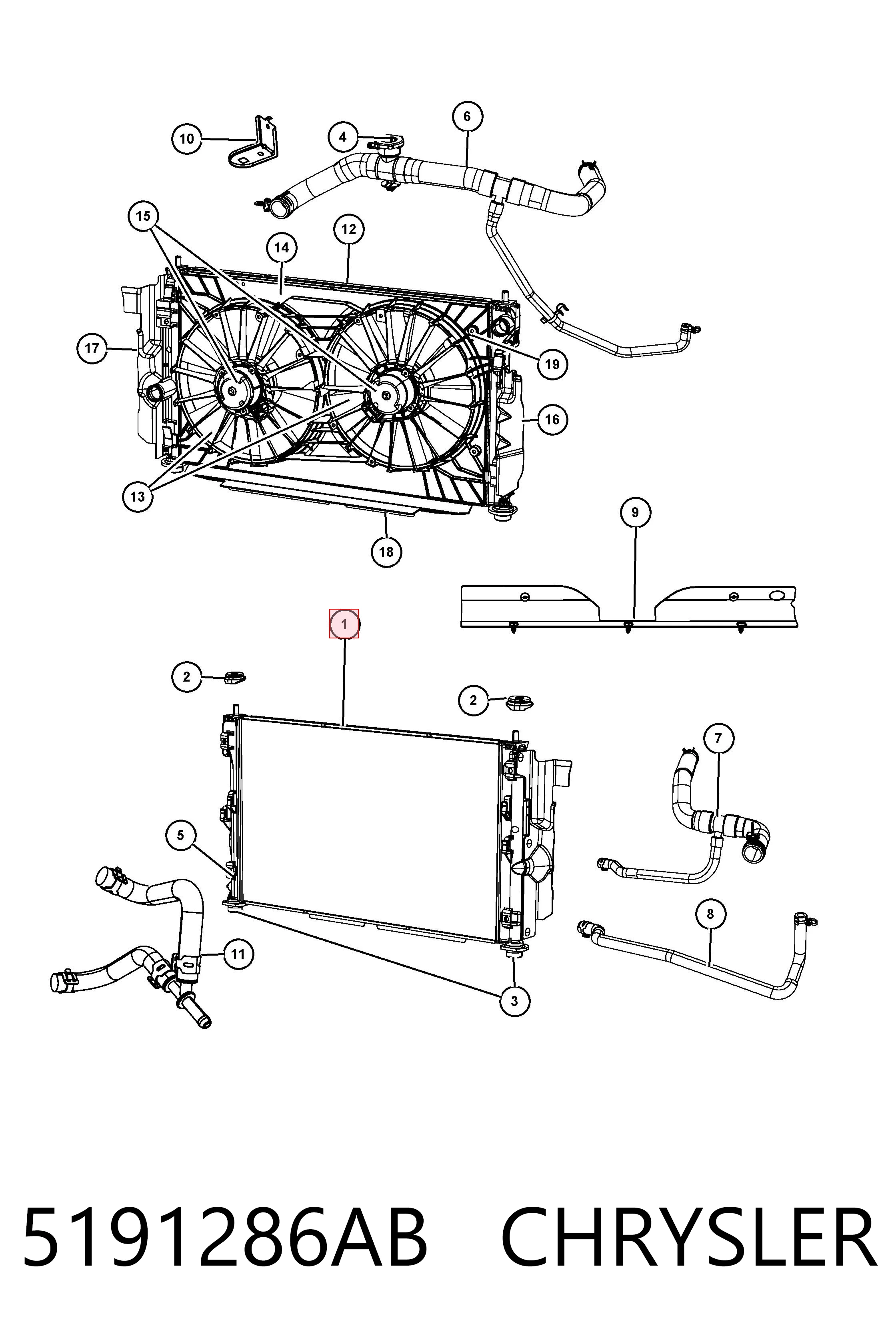 Radiador de esfriamento de motor Fiat/Alfa/Lancia K05191249AA preço, a partir de 59,70 USD