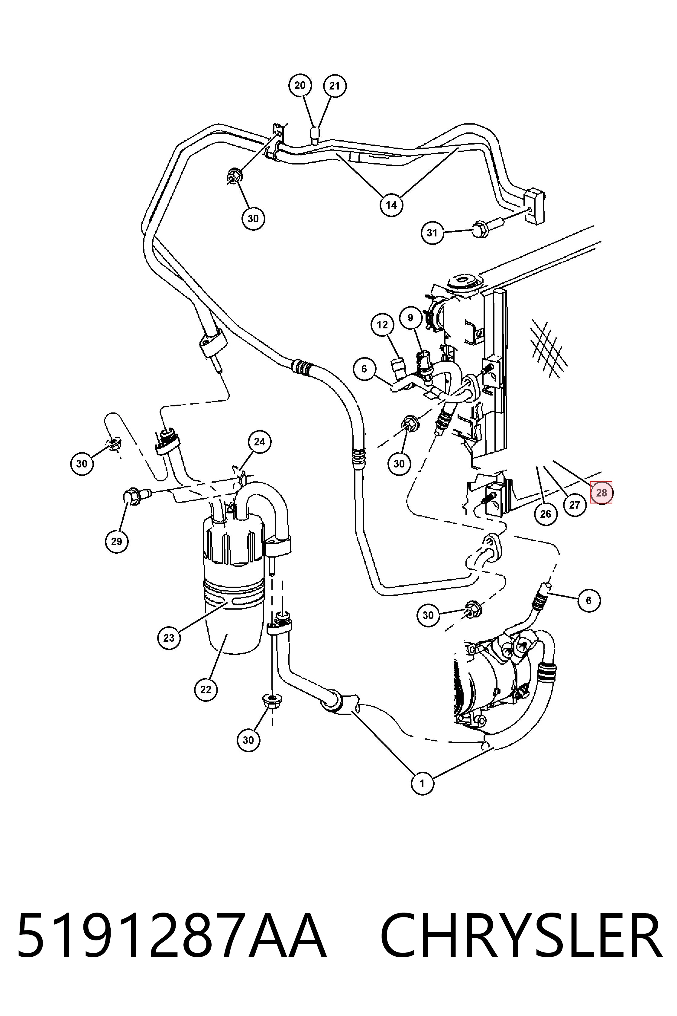 Compre K05191287AB Fiat/Alfa/Lancia Radiador de aparelho de ar condicionado