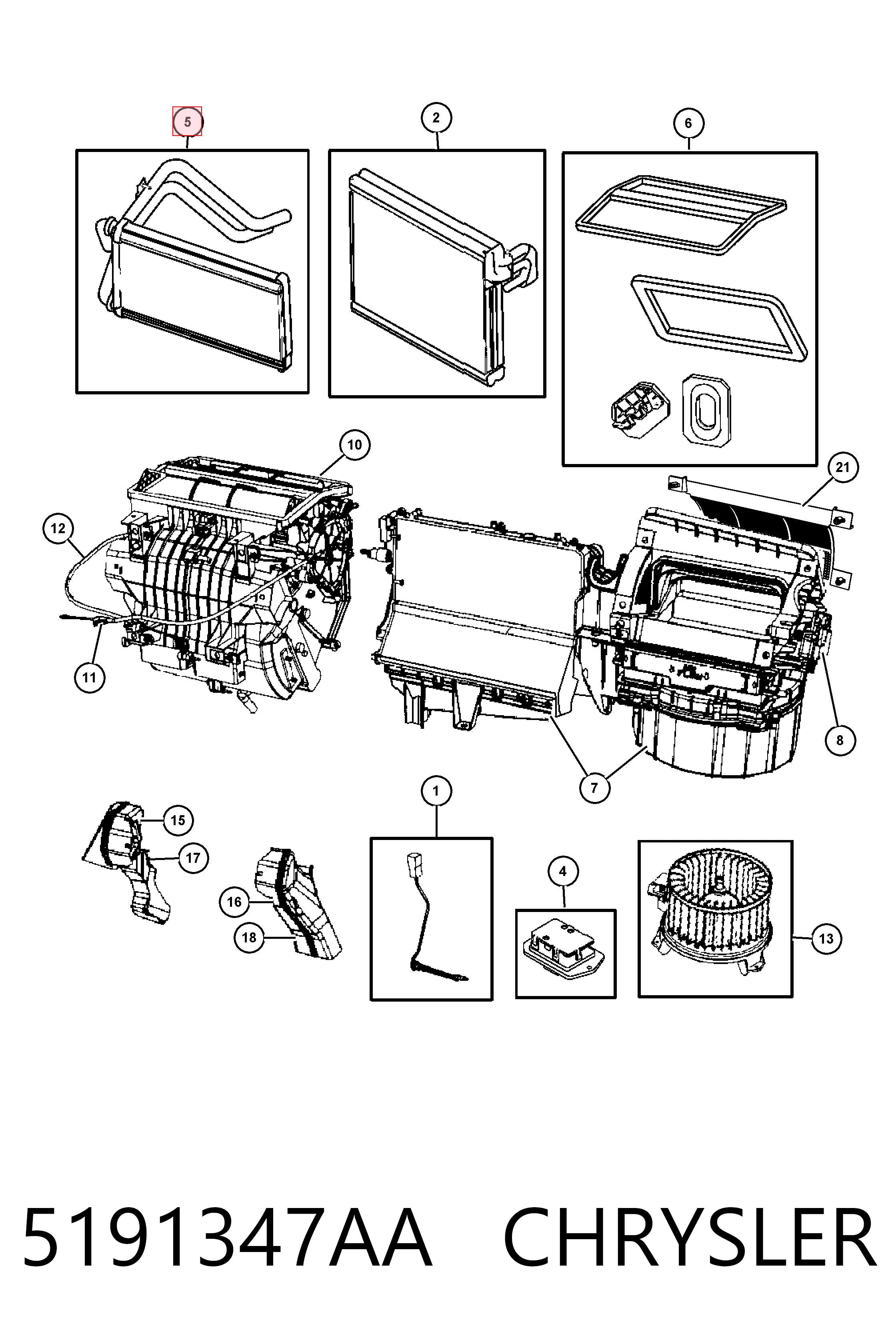 5191347AA Chrysler Radiador de forno (de aquecedor)