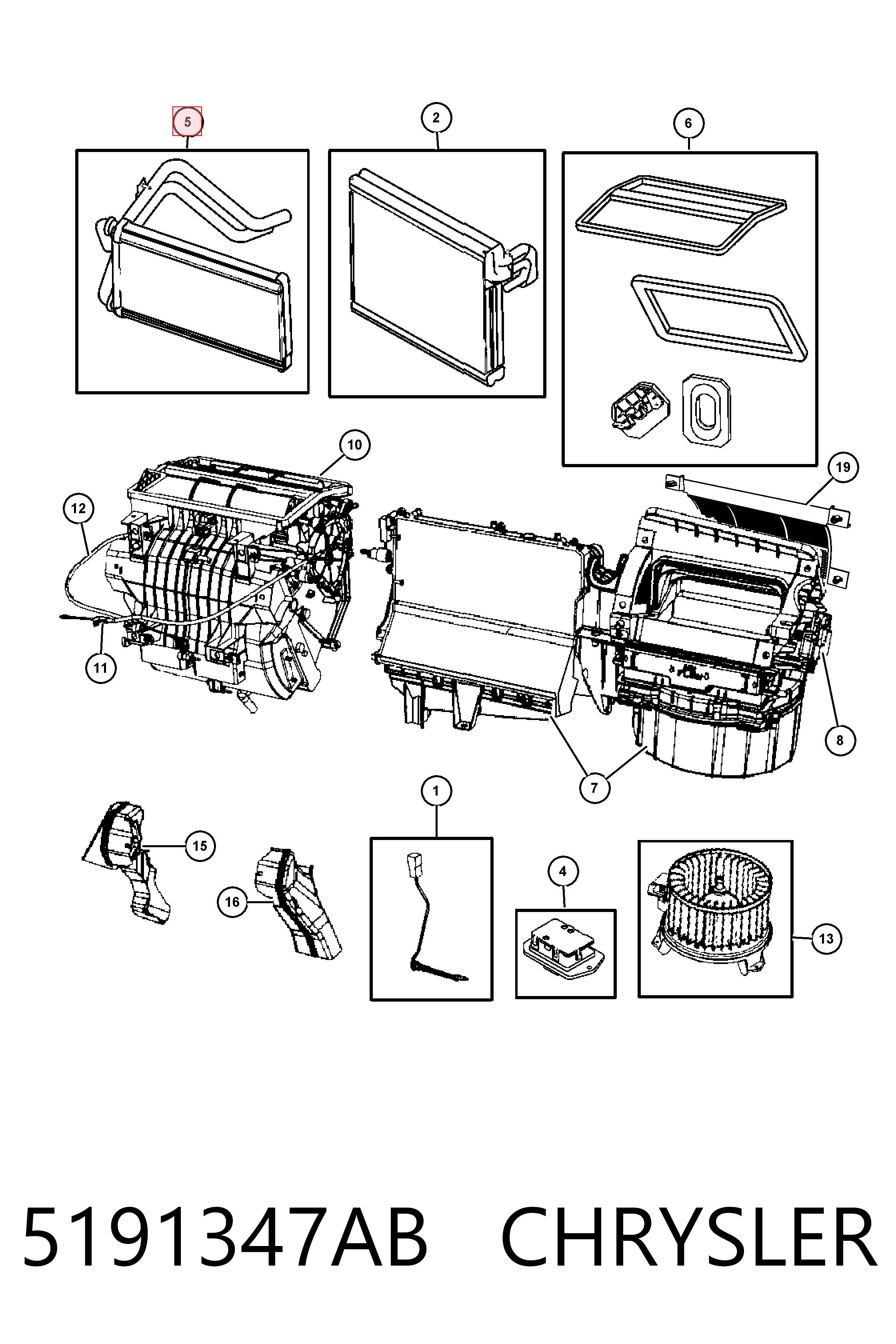 5191347AB Chrysler Radiador de forno (de aquecedor)