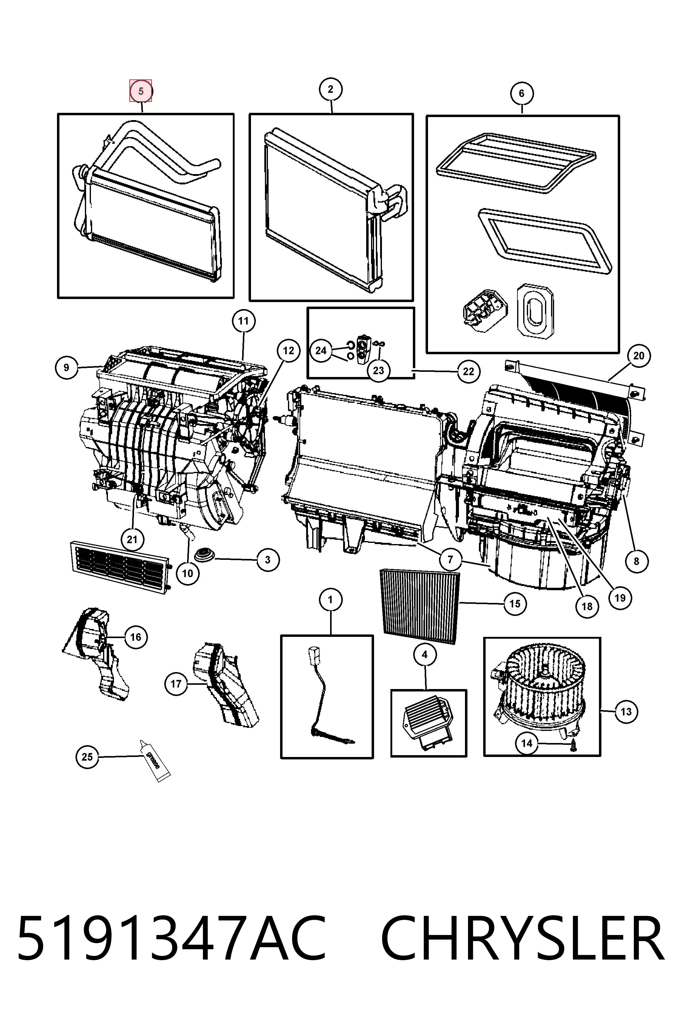 5191347AC Chrysler Radiador de forno (de aquecedor)