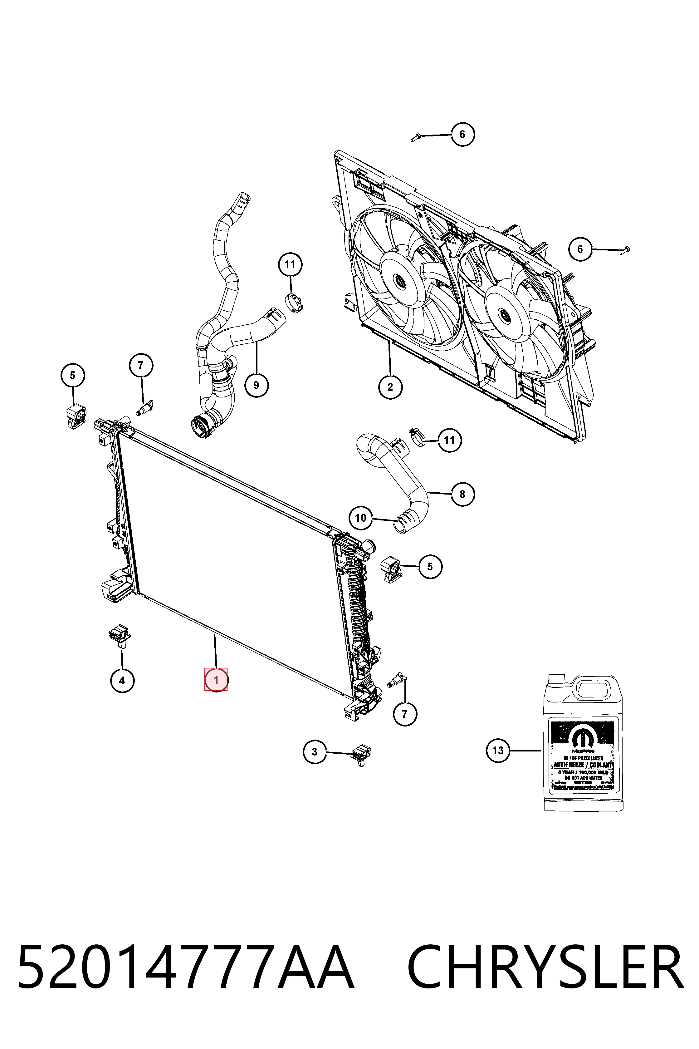 52014777AA Chrysler Radiador de esfriamento de motor