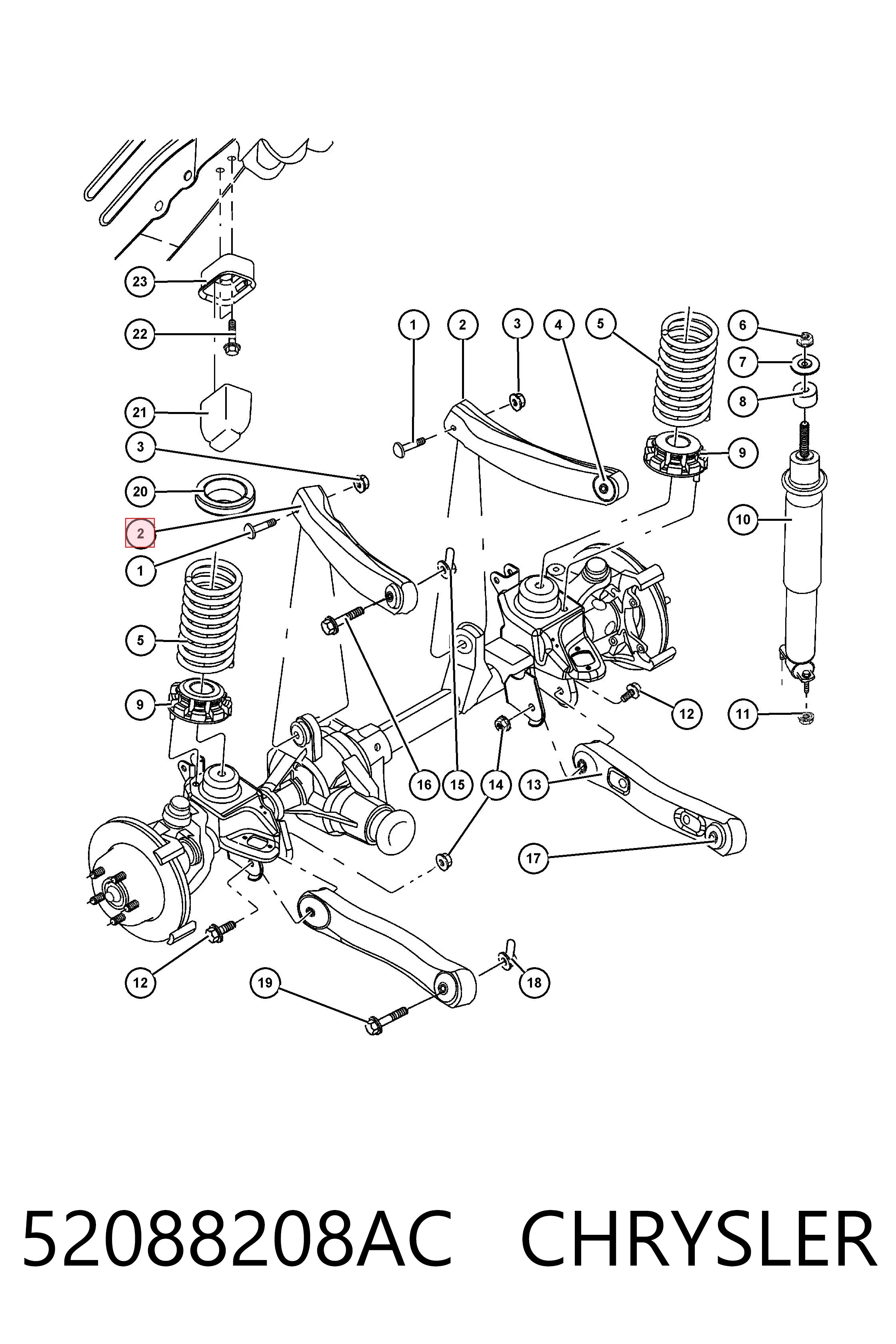 Braço oscilante superior esquerdo/direito de suspensão dianteira K52088208AB Fiat/Alfa/Lancia