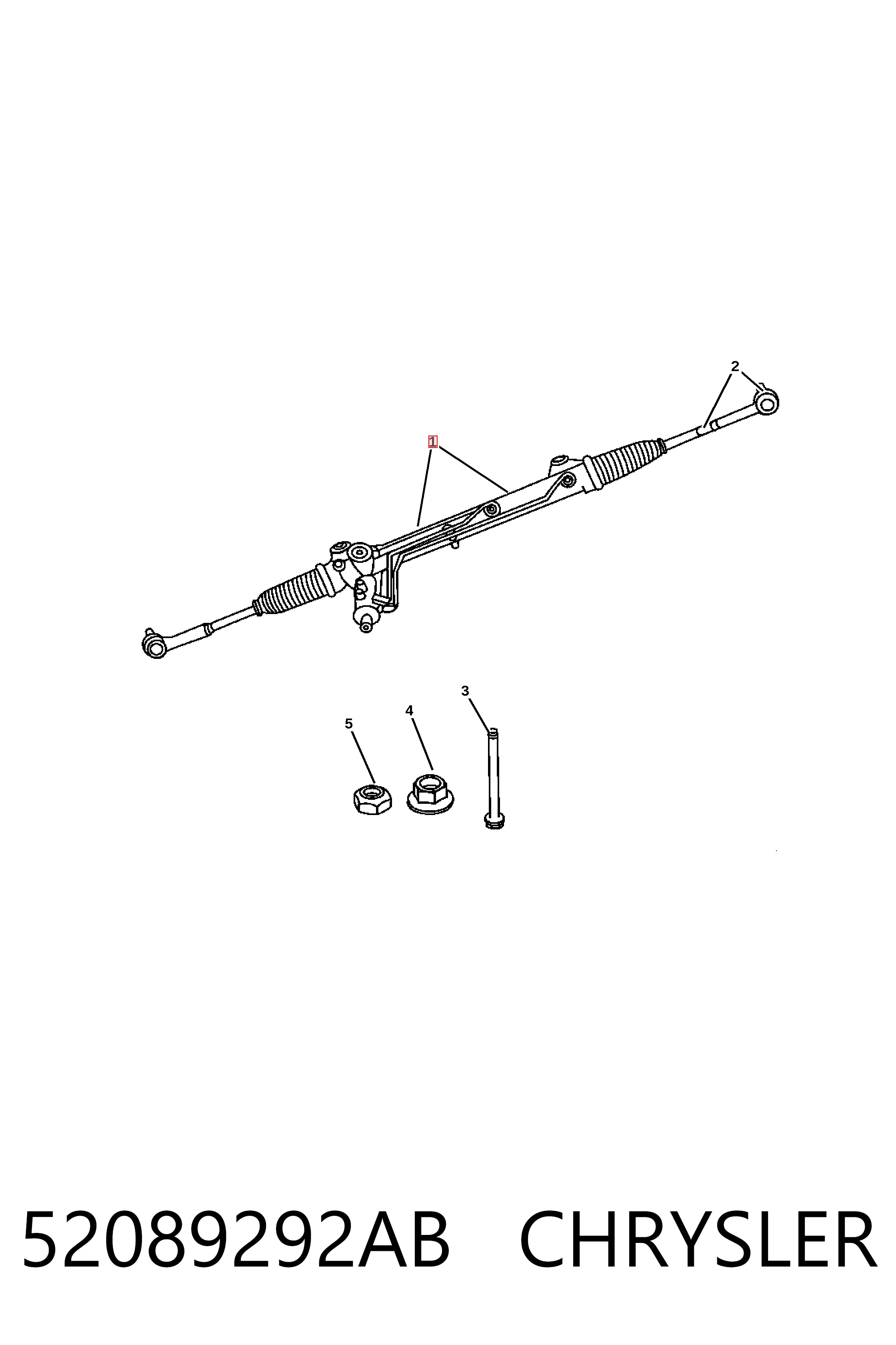 52089292AB Chrysler Cremalheira da direção